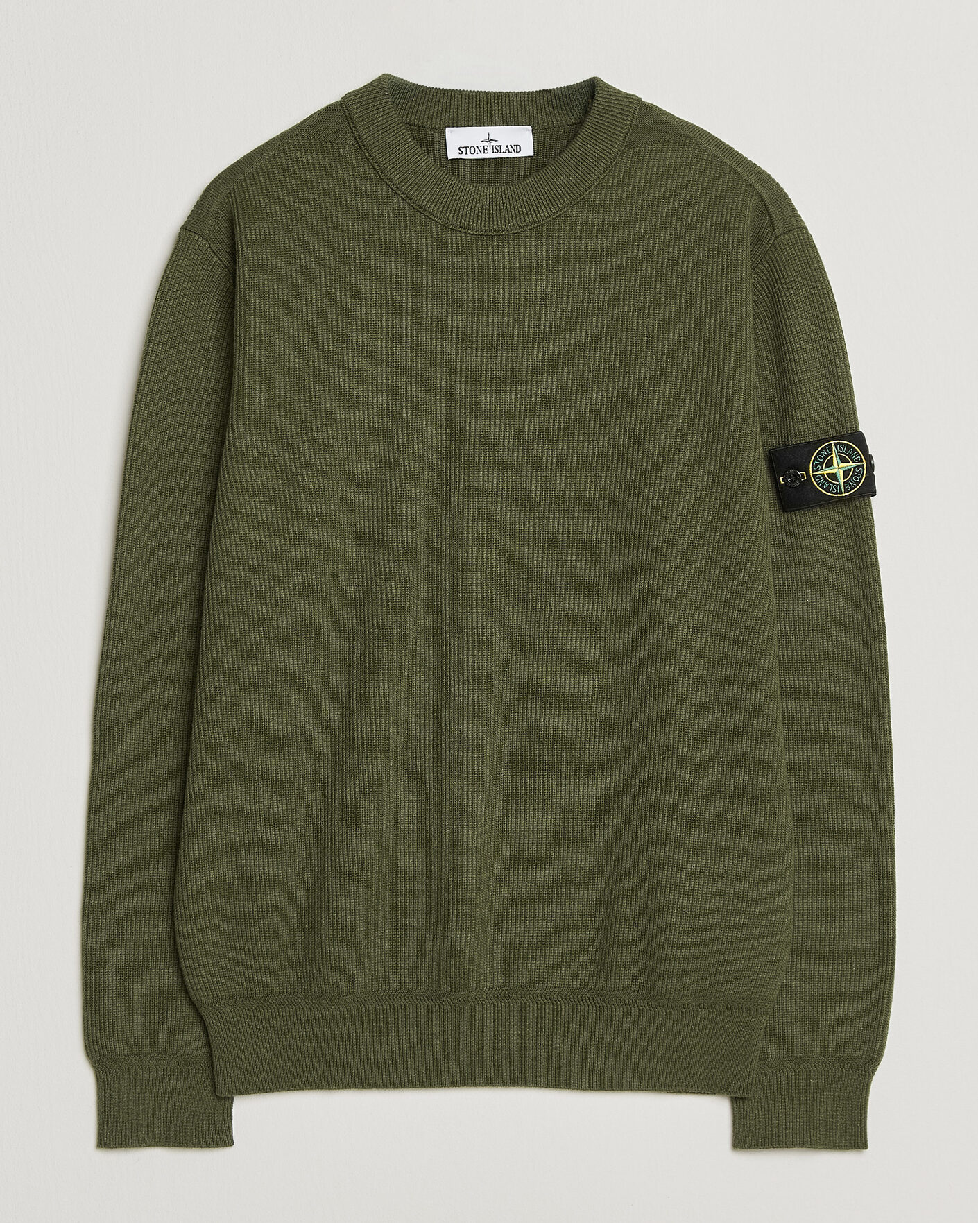 Hombres | Jerséis y prendas de punto | Stone Island | Ribbed Soft Organic Cotton Crew Neck Military Green