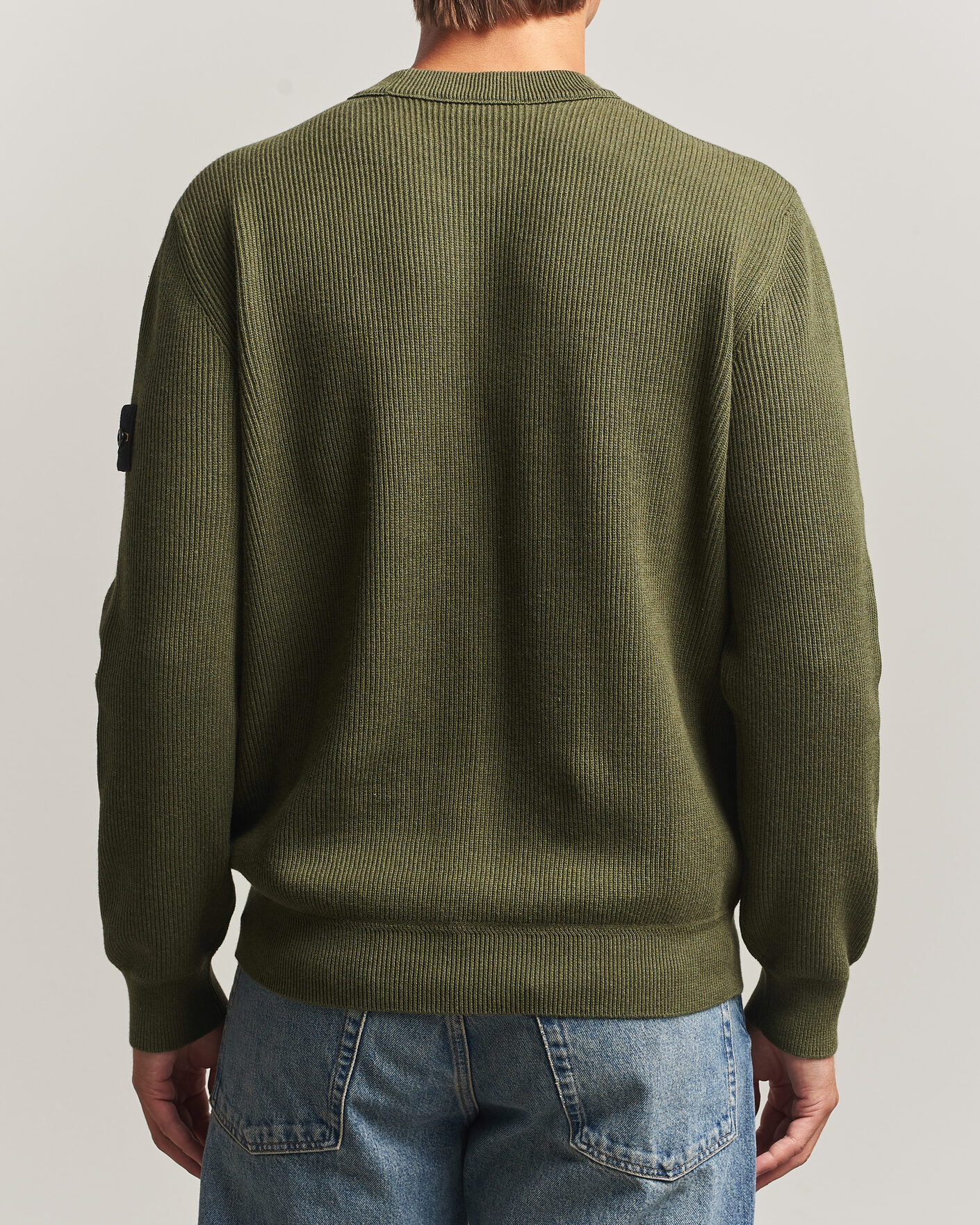 Hombres | Jerséis y prendas de punto | Stone Island | Ribbed Soft Organic Cotton Crew Neck Military Green