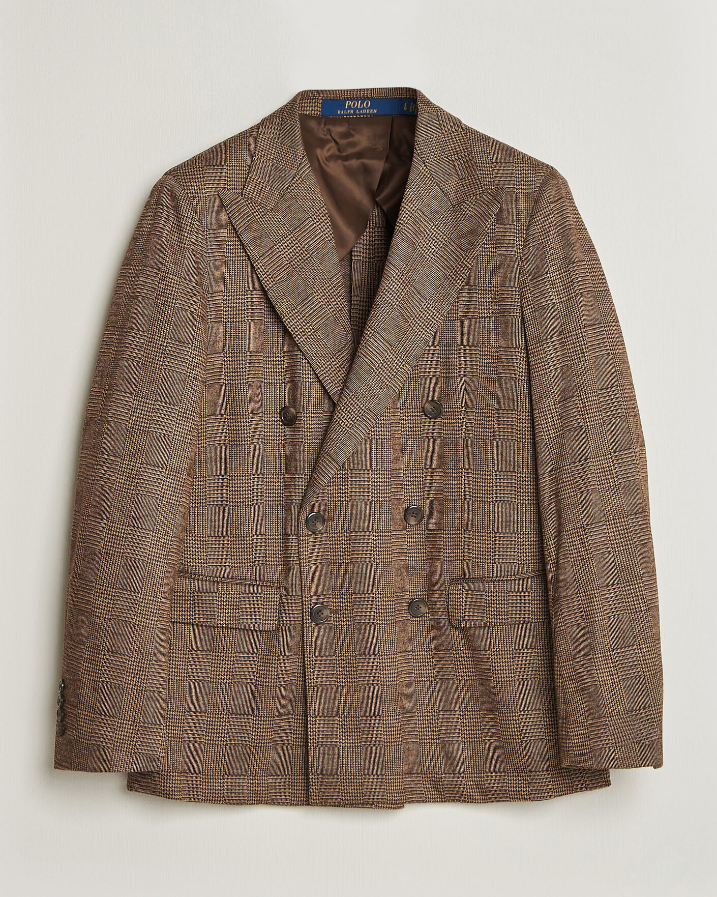 Hombres | Blazers | Polo Ralph Lauren | Double Breasted Glenplaid Knit Sportcoat Tan/Brown