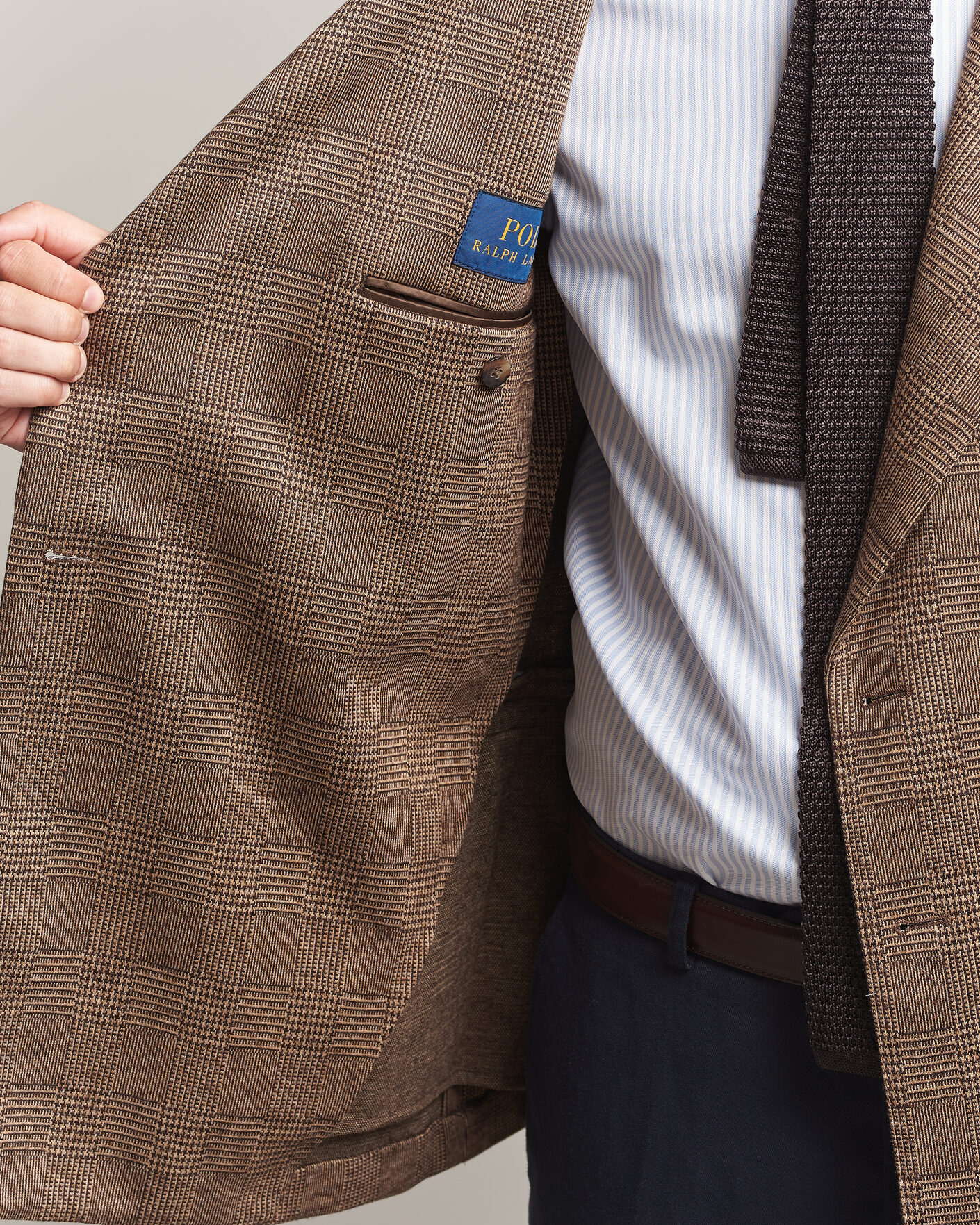 Hombres | Blazers | Polo Ralph Lauren | Double Breasted Glenplaid Knit Sportcoat Tan/Brown