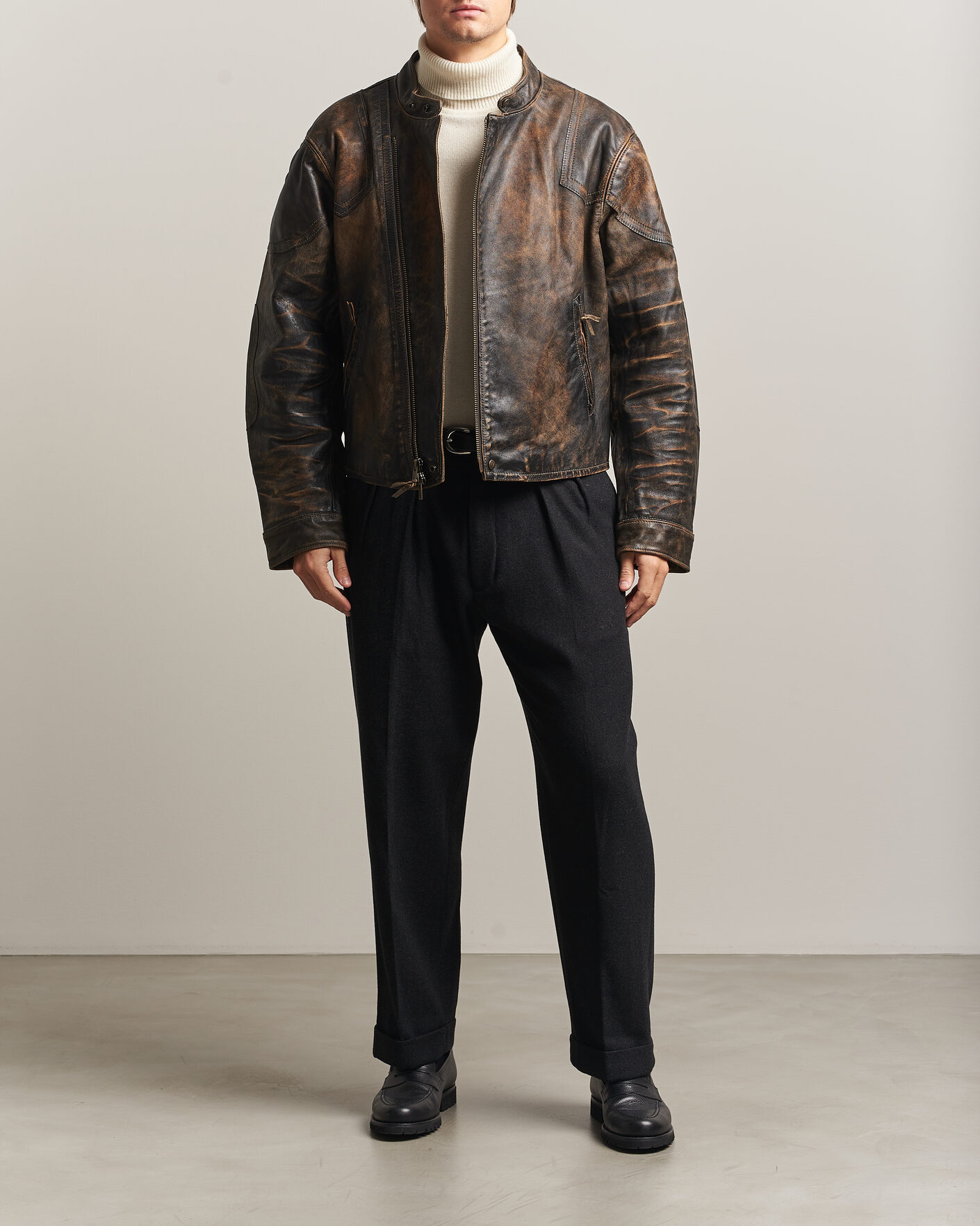 Hombres | Abrigos y chaquetas | Polo Ralph Lauren | Leather Bomber Jacket Brown/Black Amber