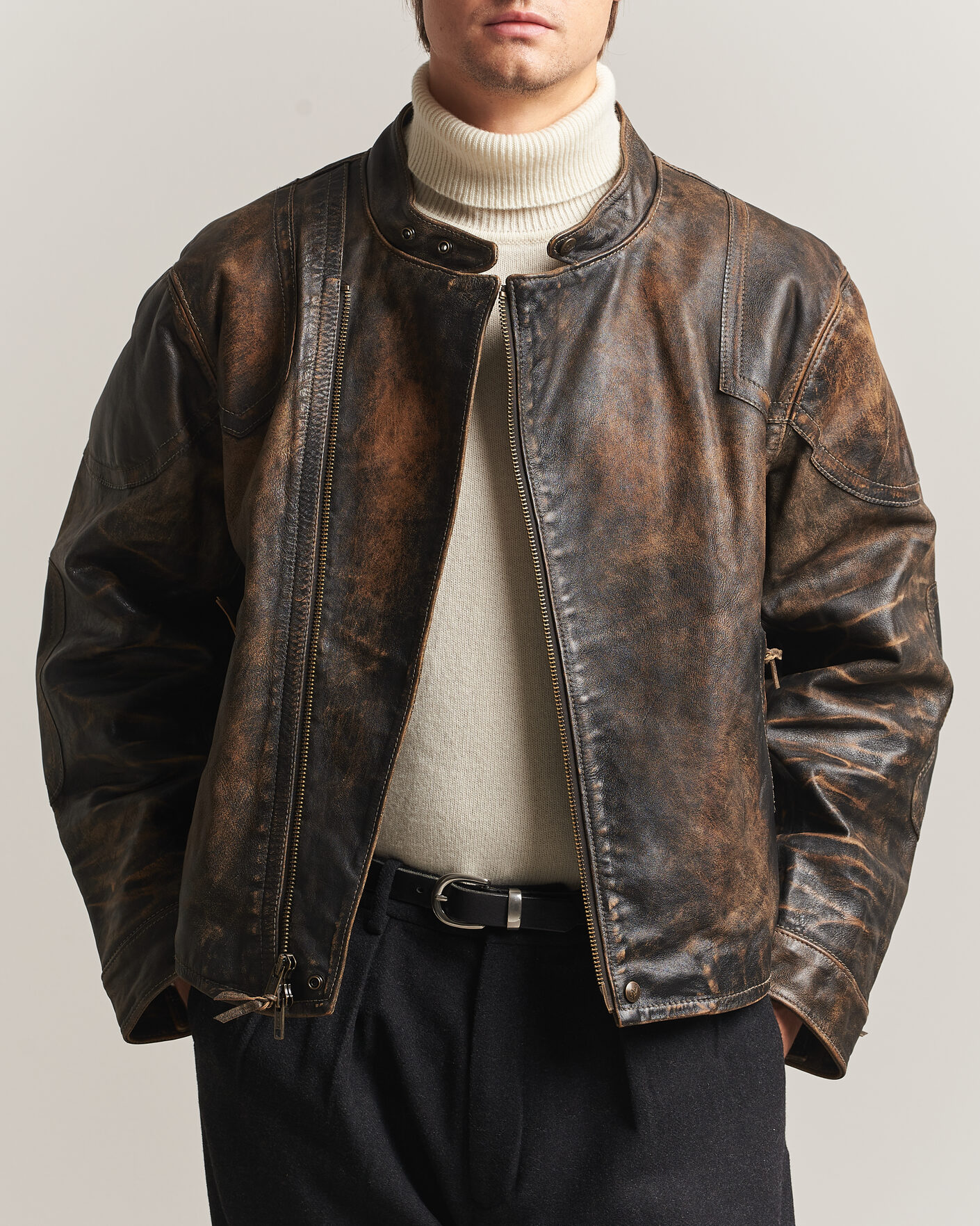 Hombres | Abrigos y chaquetas | Polo Ralph Lauren | Leather Bomber Jacket Brown/Black Amber