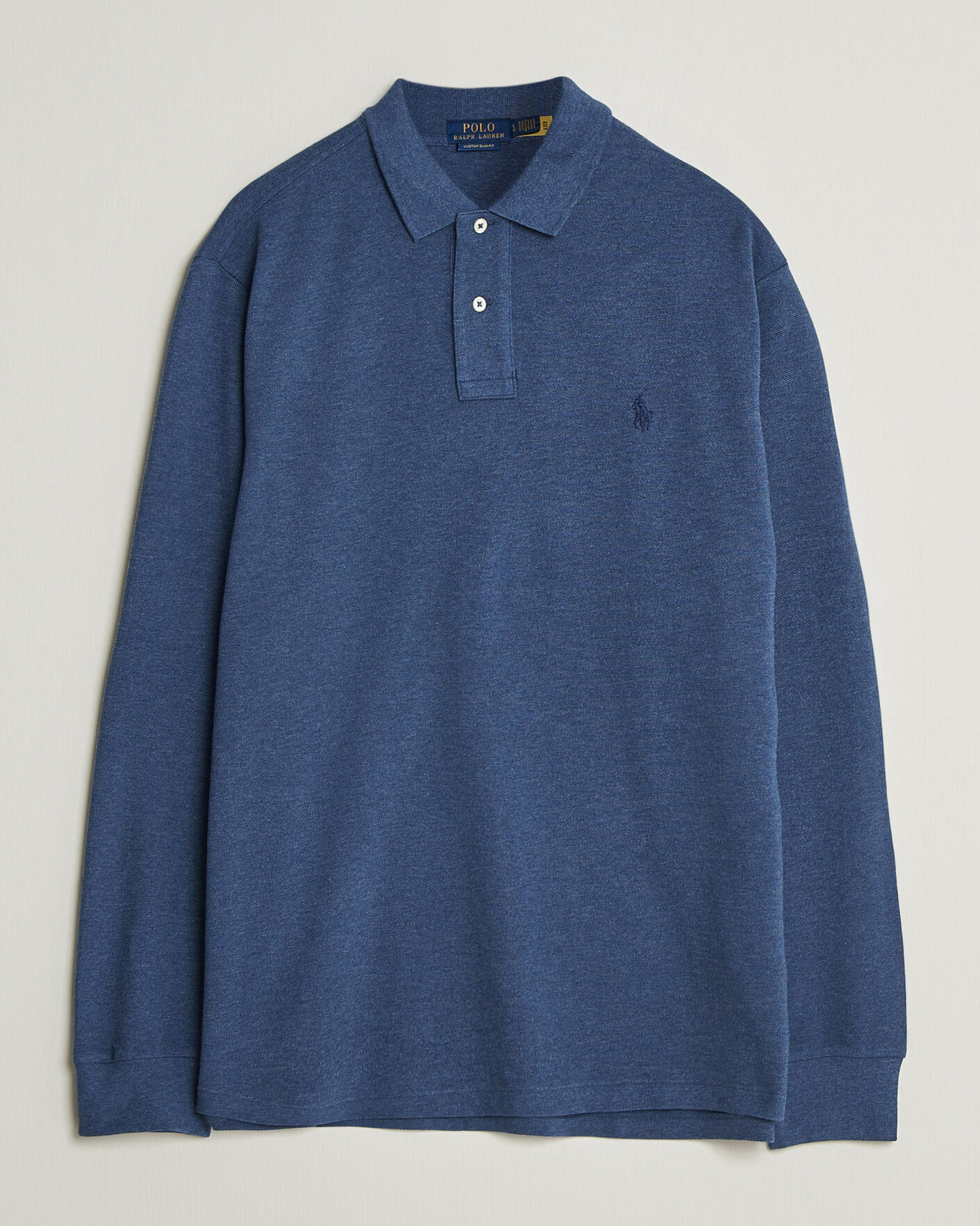 Hombres | Polos | Polo Ralph Lauren | Custom Slim Fit Long Sleeve Polo Derby Blue Heather