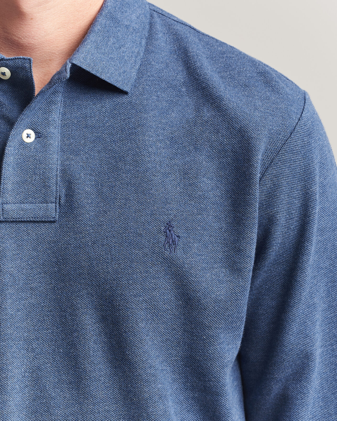 Hombres | Polos | Polo Ralph Lauren | Custom Slim Fit Long Sleeve Polo Derby Blue Heather