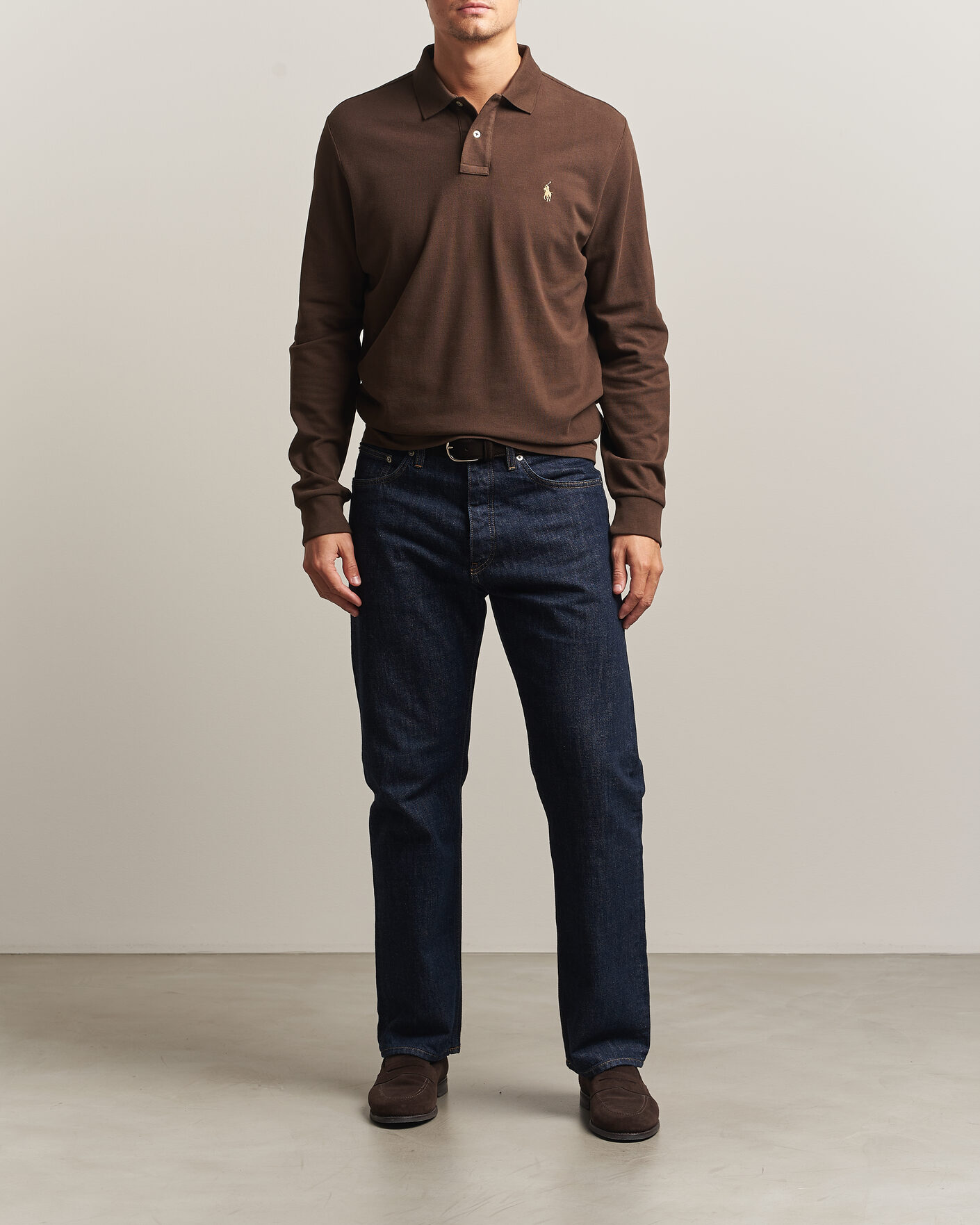 Hombres | Polos | Polo Ralph Lauren | Custom Slim Fit Long Sleeve Polo Nutmeg Brown