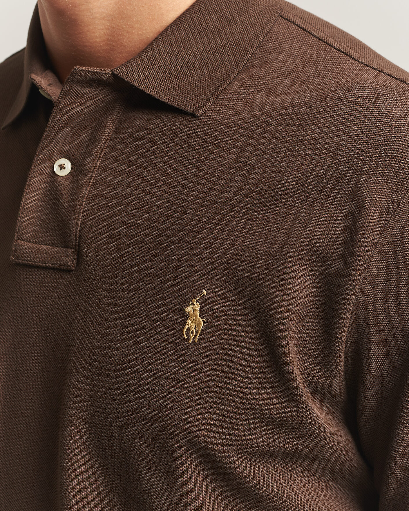 Hombres | Polos | Polo Ralph Lauren | Custom Slim Fit Long Sleeve Polo Nutmeg Brown