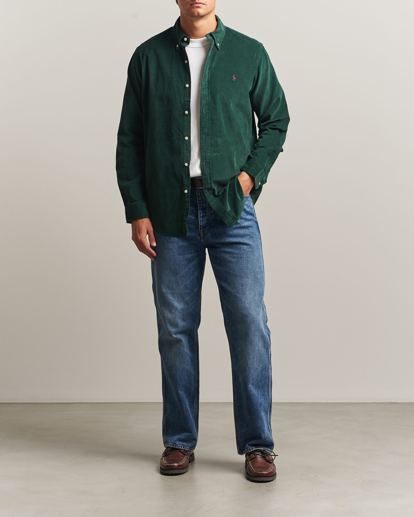 Hombres | Camisas | Polo Ralph Lauren | Custom Fit BD Corduroy Shirt Moss Agate