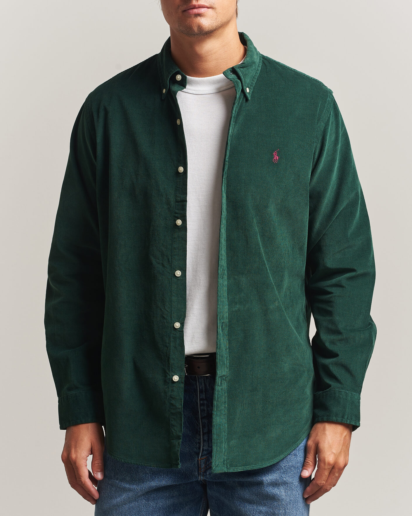 Hombres | Camisas | Polo Ralph Lauren | Custom Fit BD Corduroy Shirt Moss Agate