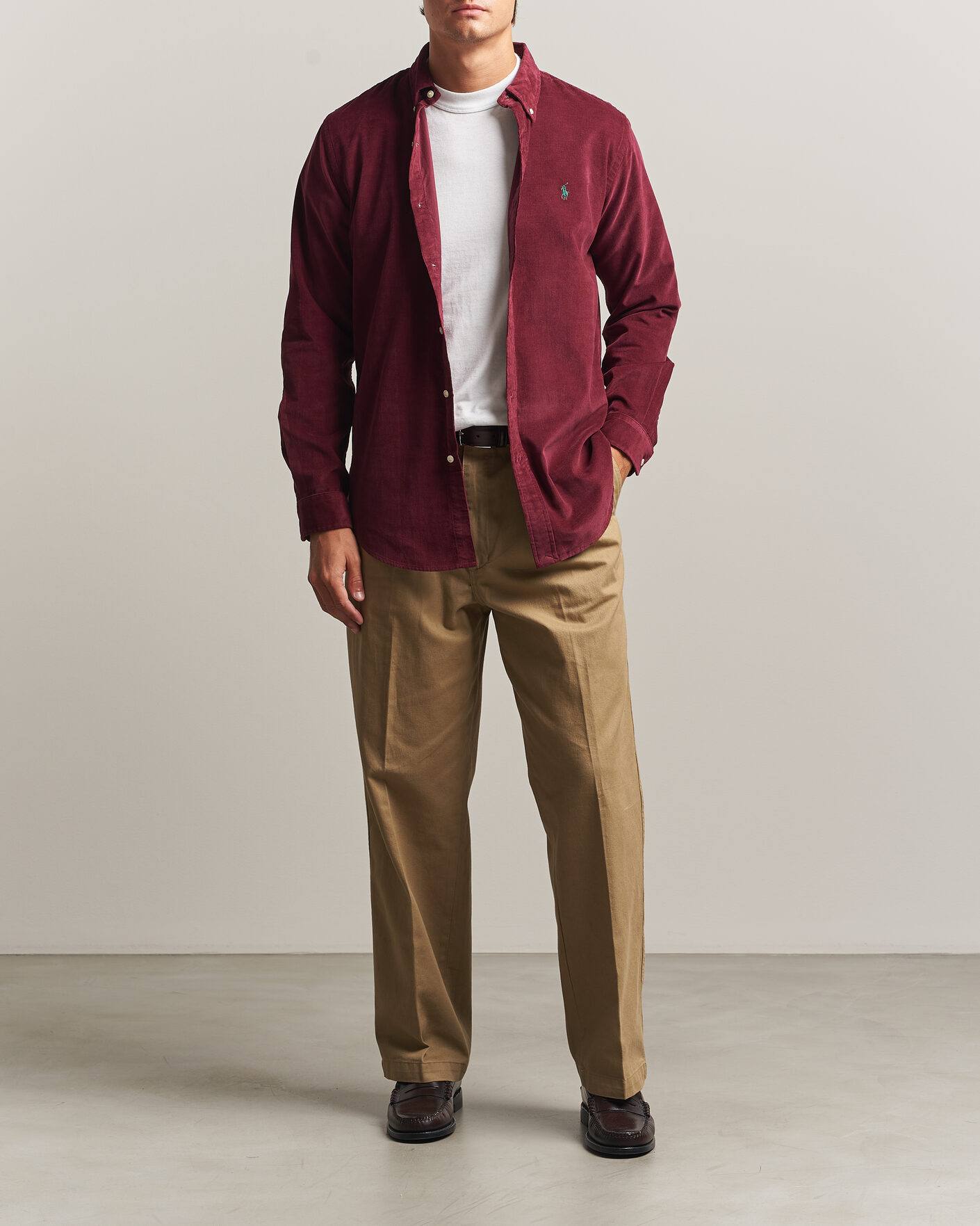 Hombres | Camisas | Polo Ralph Lauren | Custom Fit BD Corduroy Shirt Classic Wine
