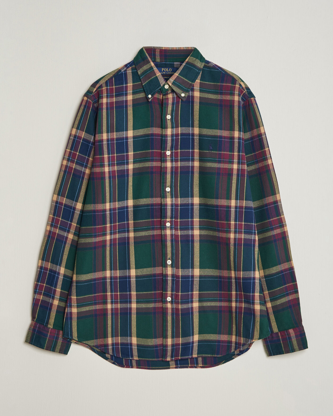Hombres | Camisas | Polo Ralph Lauren | Custom Fit Brushed Flannel Shirt Forest Burgundy