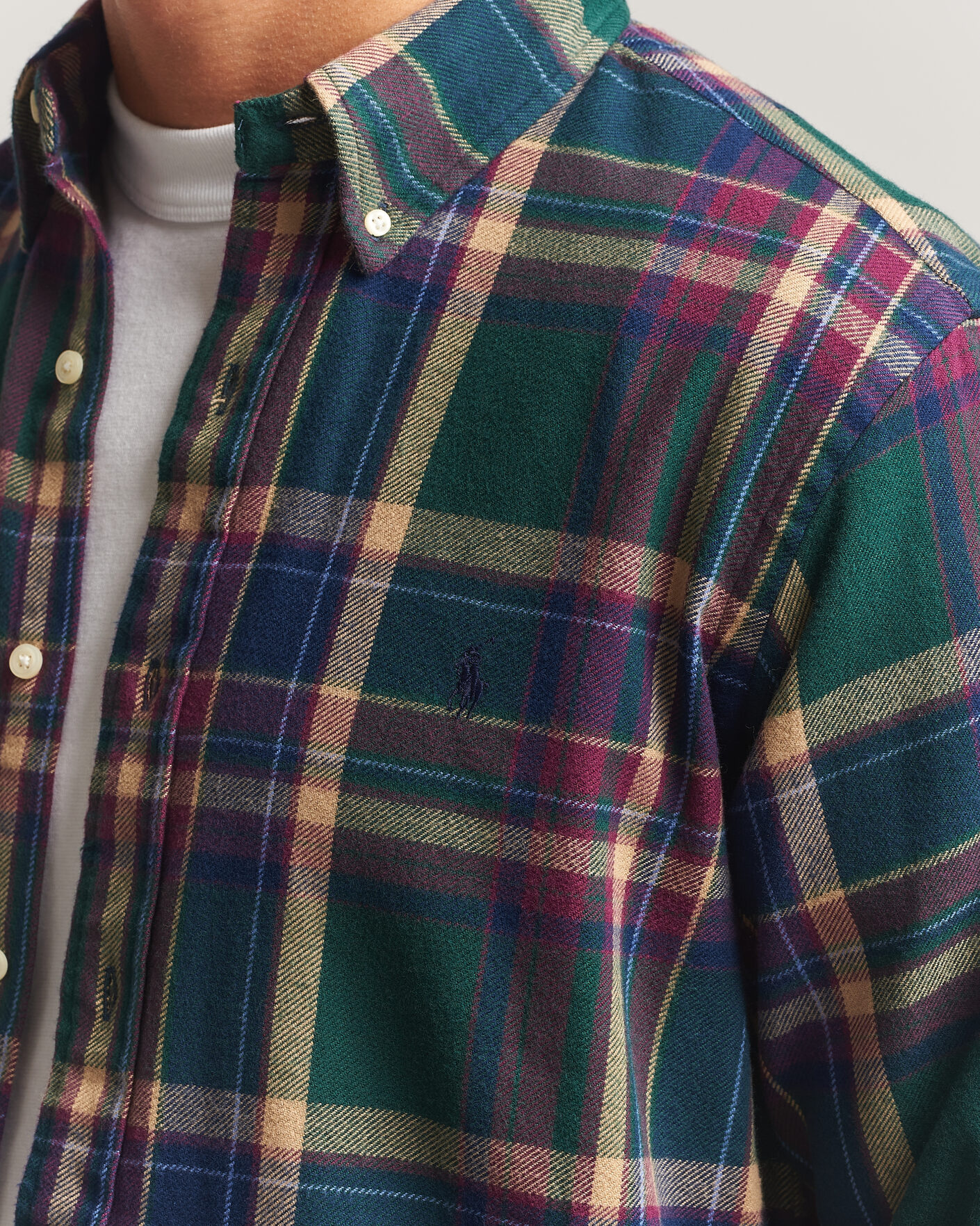 Hombres | Camisas | Polo Ralph Lauren | Custom Fit Brushed Flannel Shirt Forest Burgundy