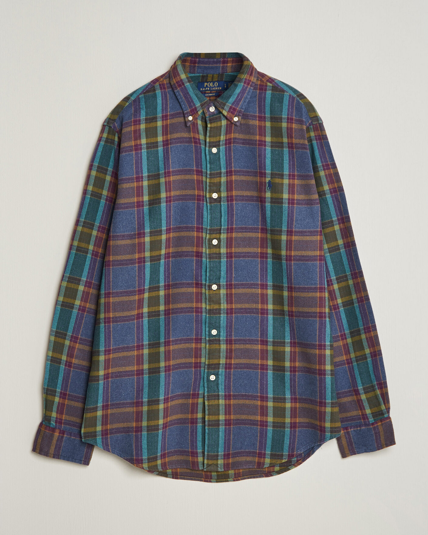 Hombres | Camisas | Polo Ralph Lauren | Custom Fit Brushed Flannel Shirt Blue Purple Heather