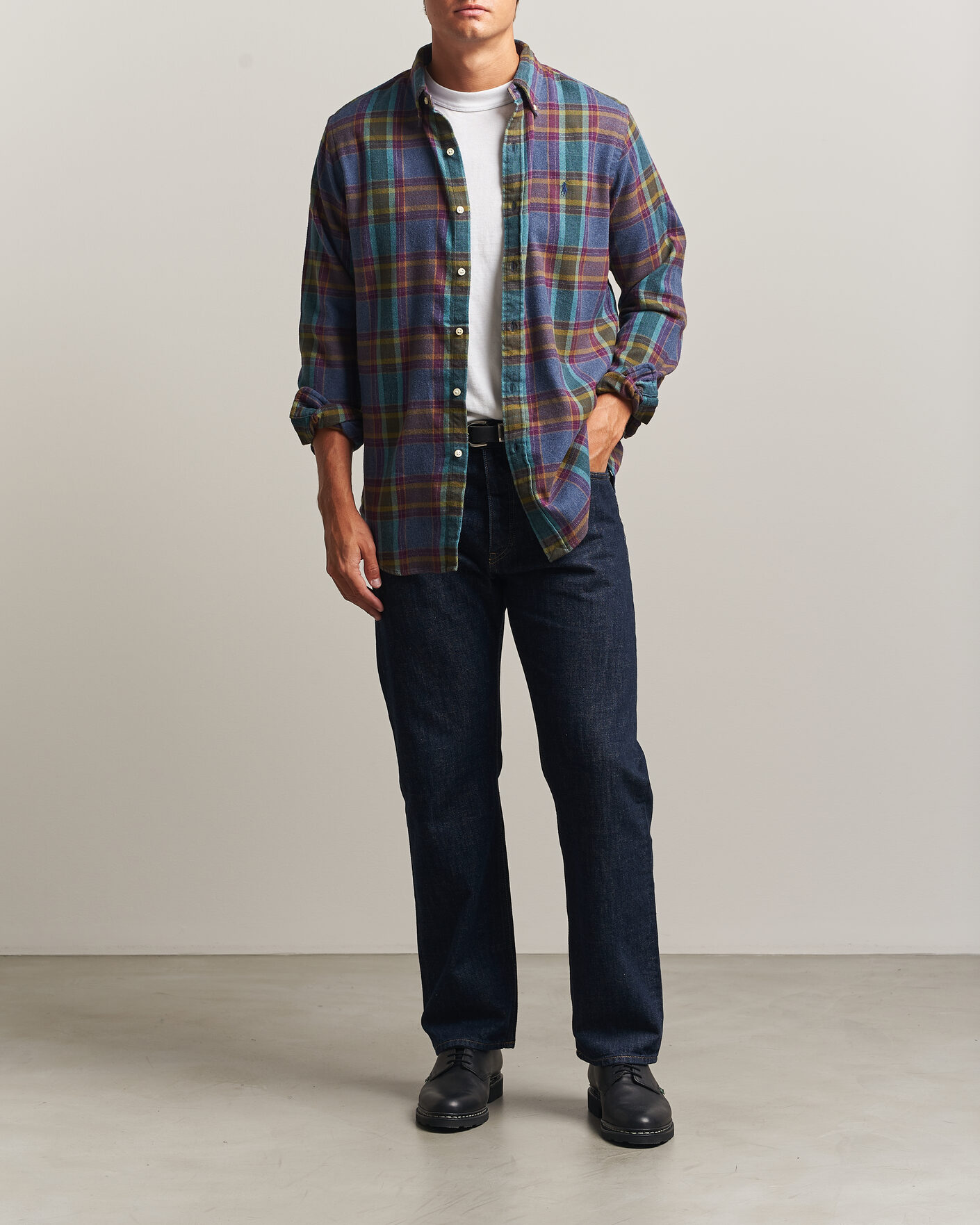 Hombres | Camisas | Polo Ralph Lauren | Custom Fit Brushed Flannel Shirt Blue Purple Heather
