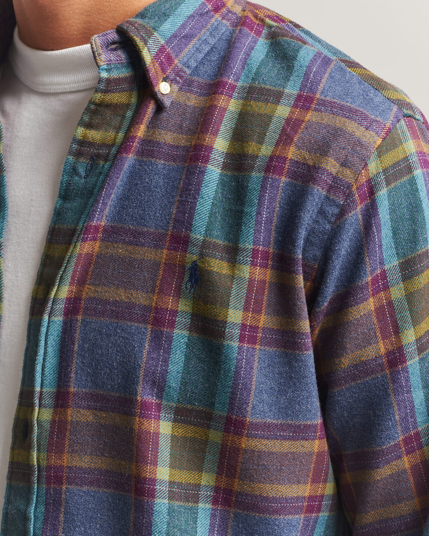 Hombres | Camisas | Polo Ralph Lauren | Custom Fit Brushed Flannel Shirt Blue Purple Heather