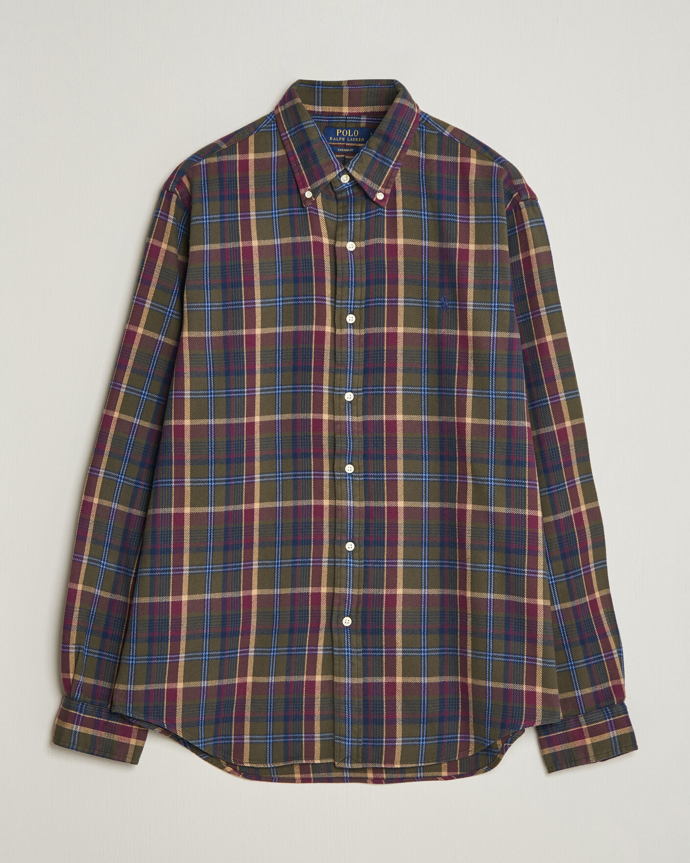 Hombres | Camisas | Polo Ralph Lauren | Custom Fit Brushed Flannel Shirt Olive Berry
