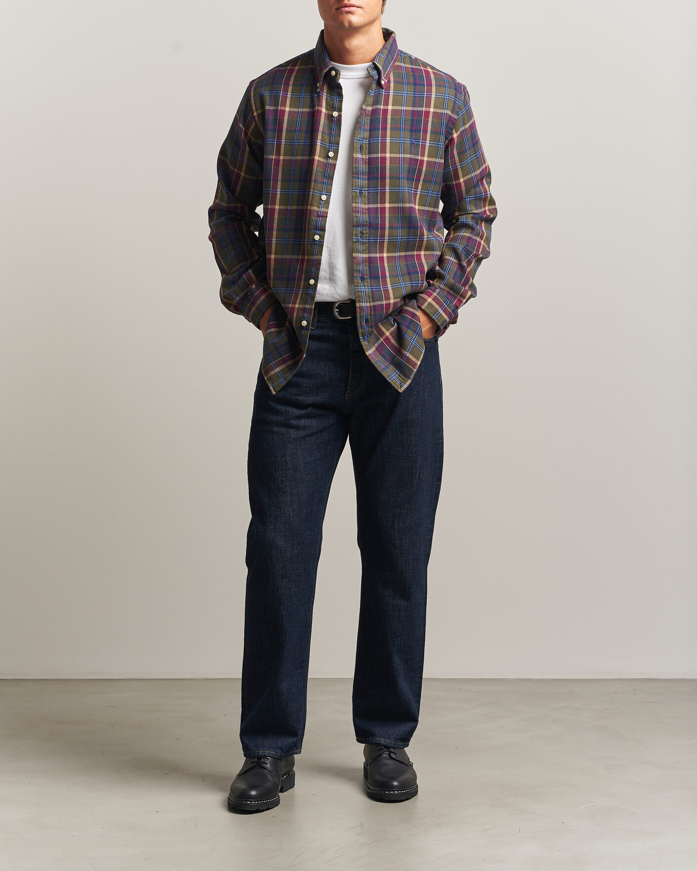 Hombres | Camisas | Polo Ralph Lauren | Custom Fit Brushed Flannel Shirt Olive Berry