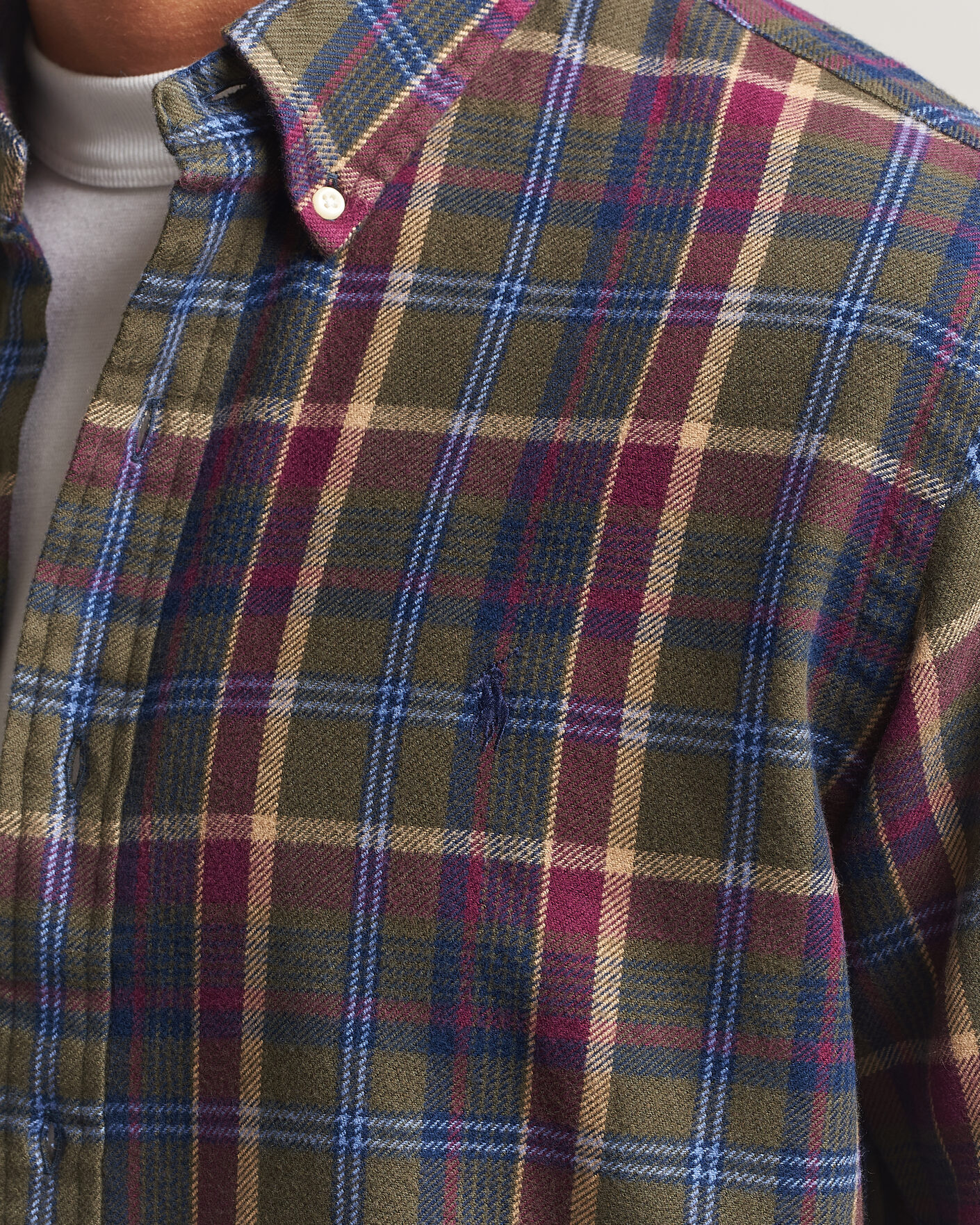 Hombres | Camisas | Polo Ralph Lauren | Custom Fit Brushed Flannel Shirt Olive Berry