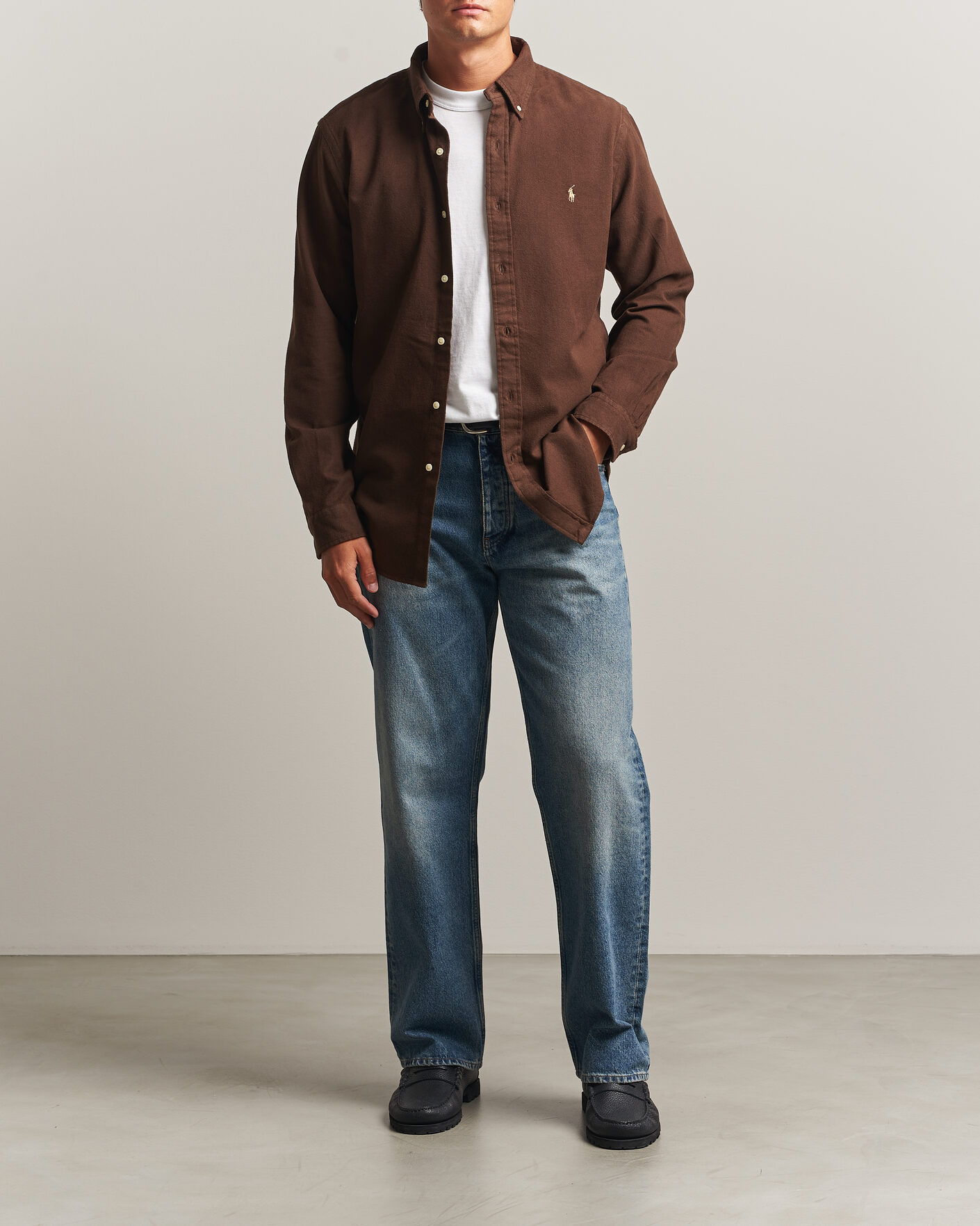 Hombres | Camisas | Polo Ralph Lauren | Custom Fit Brushed Flannel Shirt Nutmeg Brown