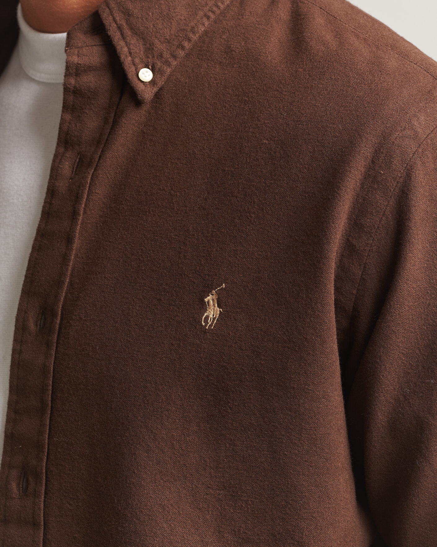 Hombres | Camisas | Polo Ralph Lauren | Custom Fit Brushed Flannel Shirt Nutmeg Brown