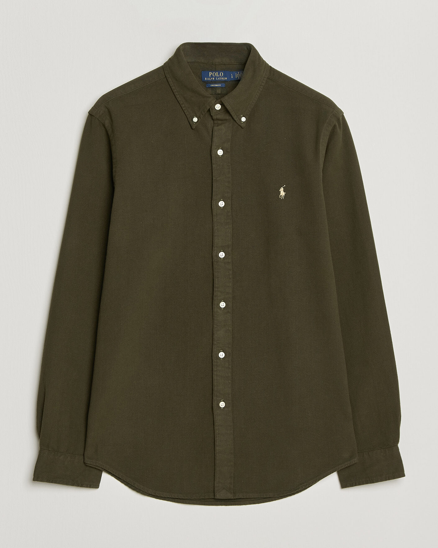 Hombres | Camisas | Polo Ralph Lauren | Custom Fit Brushed Flannel Shirt Company Olive