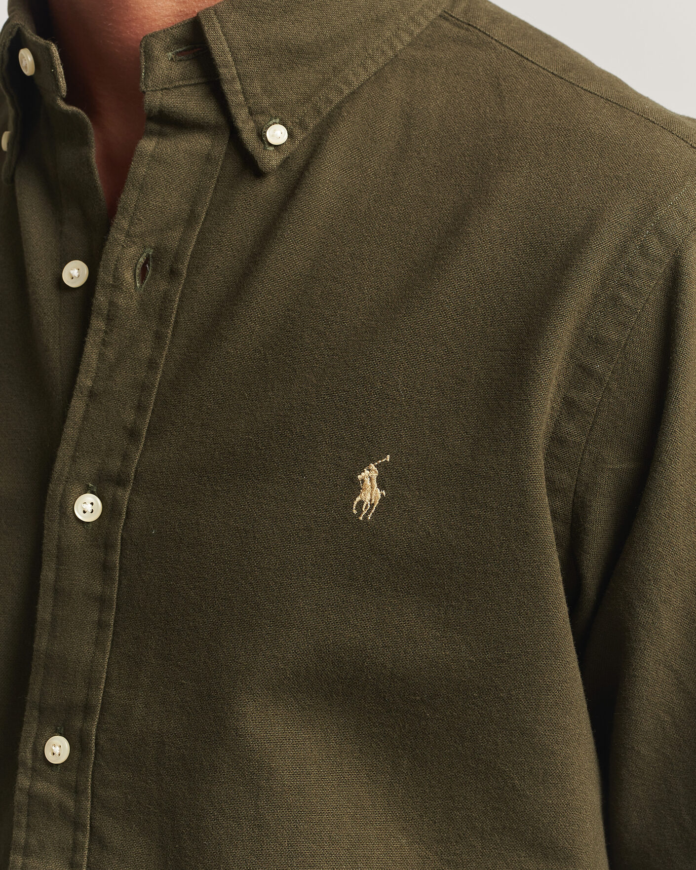 Hombres | Camisas | Polo Ralph Lauren | Custom Fit Brushed Flannel Shirt Company Olive