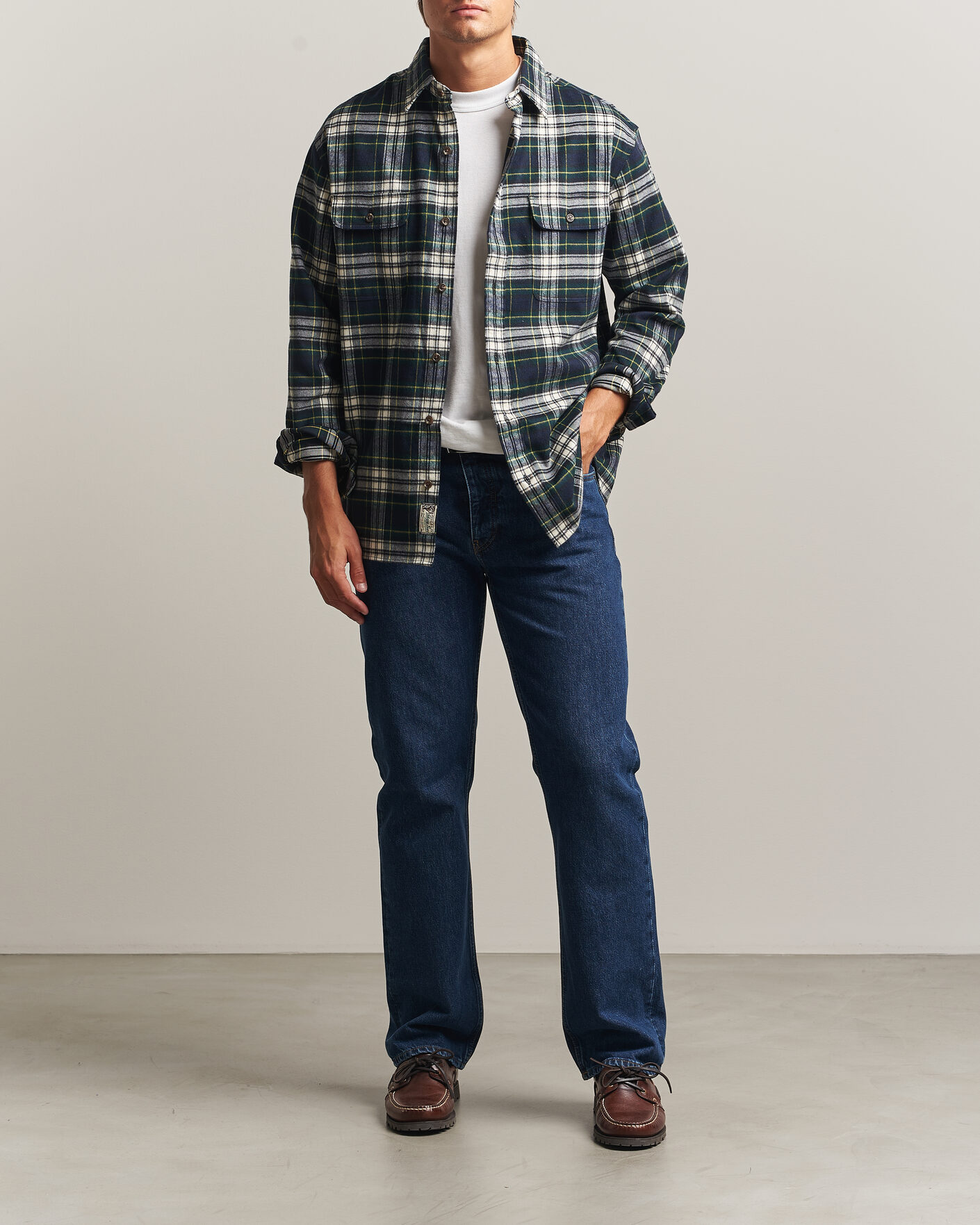 Hombres | Camisas | Polo Ralph Lauren | Classic Fit Shaggy Flannel Shirt Navy Green