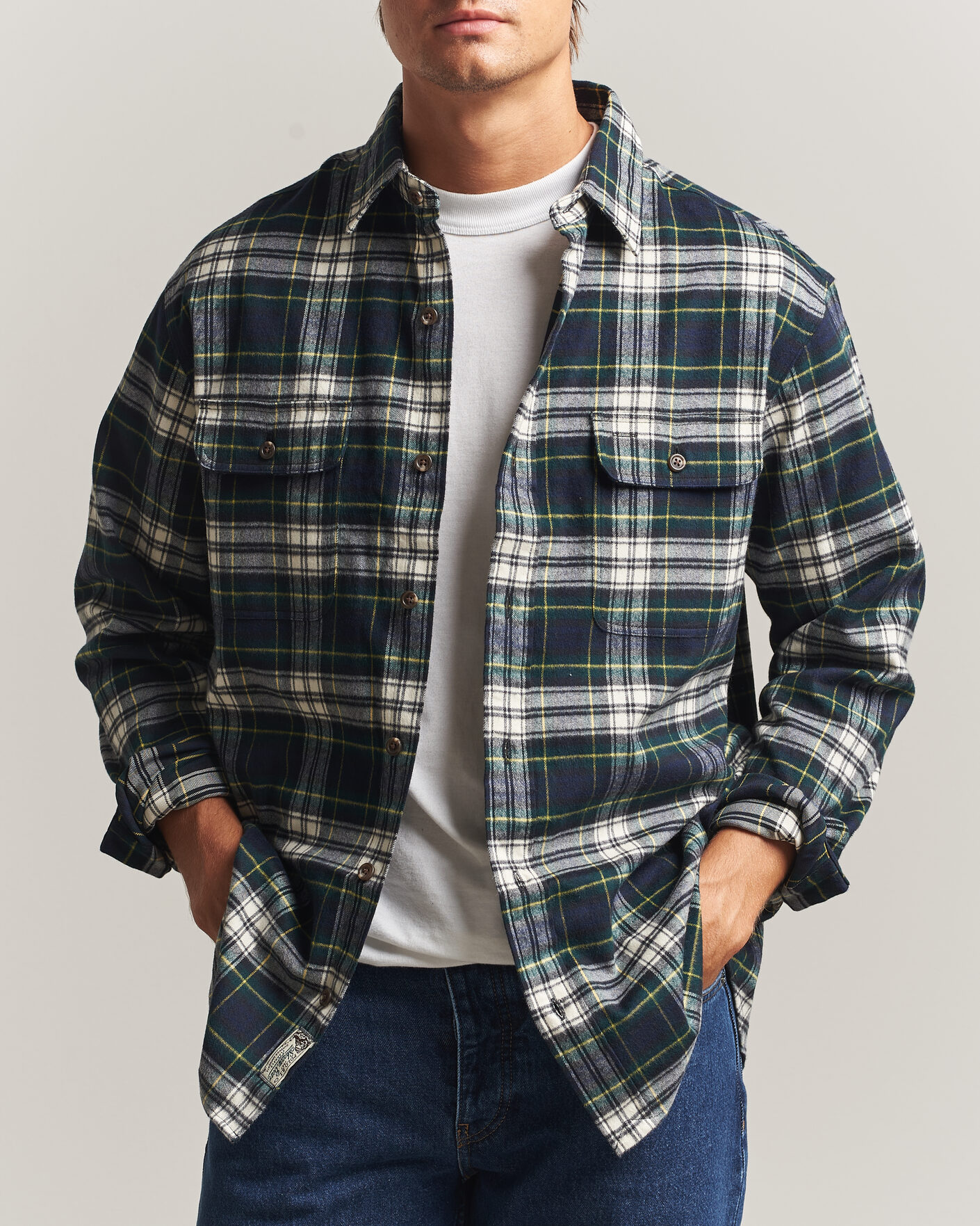 Hombres | Camisas | Polo Ralph Lauren | Classic Fit Shaggy Flannel Shirt Navy Green