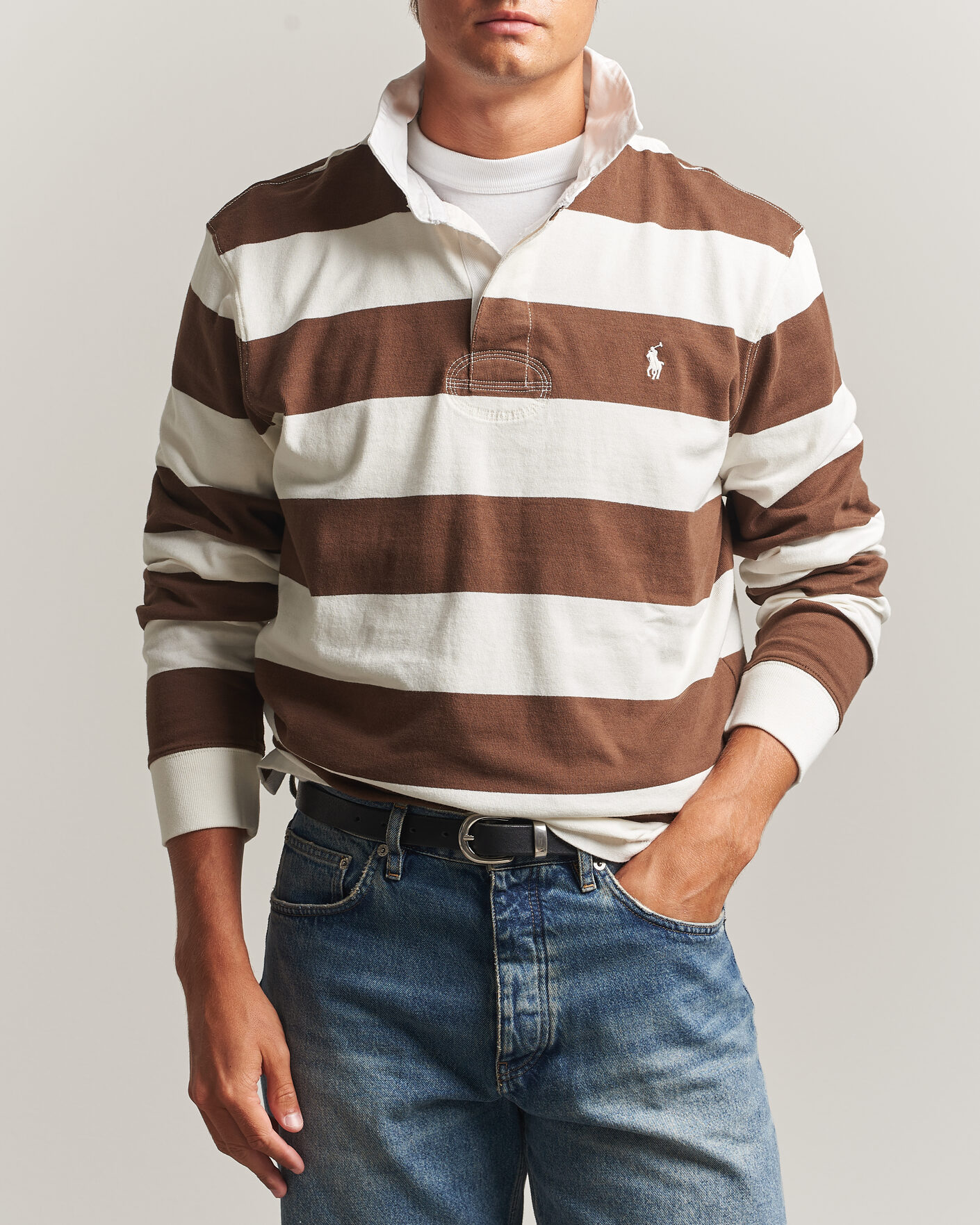 Hombres | Jerséis y prendas de punto | Polo Ralph Lauren | Striped Jersey Rugger Cream/Brown