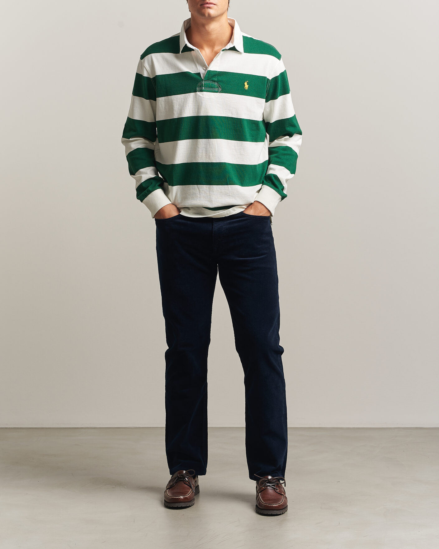 Hombres | Jerséis y prendas de punto | Polo Ralph Lauren | Striped Jersey Rugger Cream/Forest
