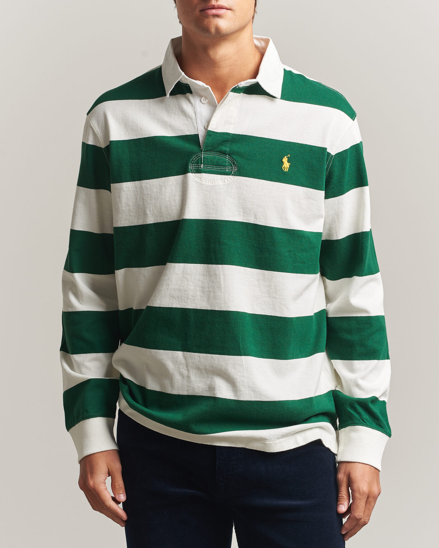 Hombres | Jerséis y prendas de punto | Polo Ralph Lauren | Striped Jersey Rugger Cream/Forest