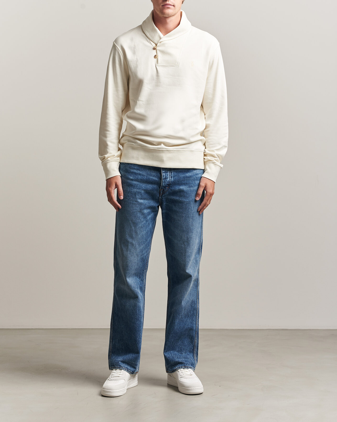 Hombres | Jerséis y prendas de punto | Polo Ralph Lauren | Double Knitted Shawl Collar Sweater Pale Cream