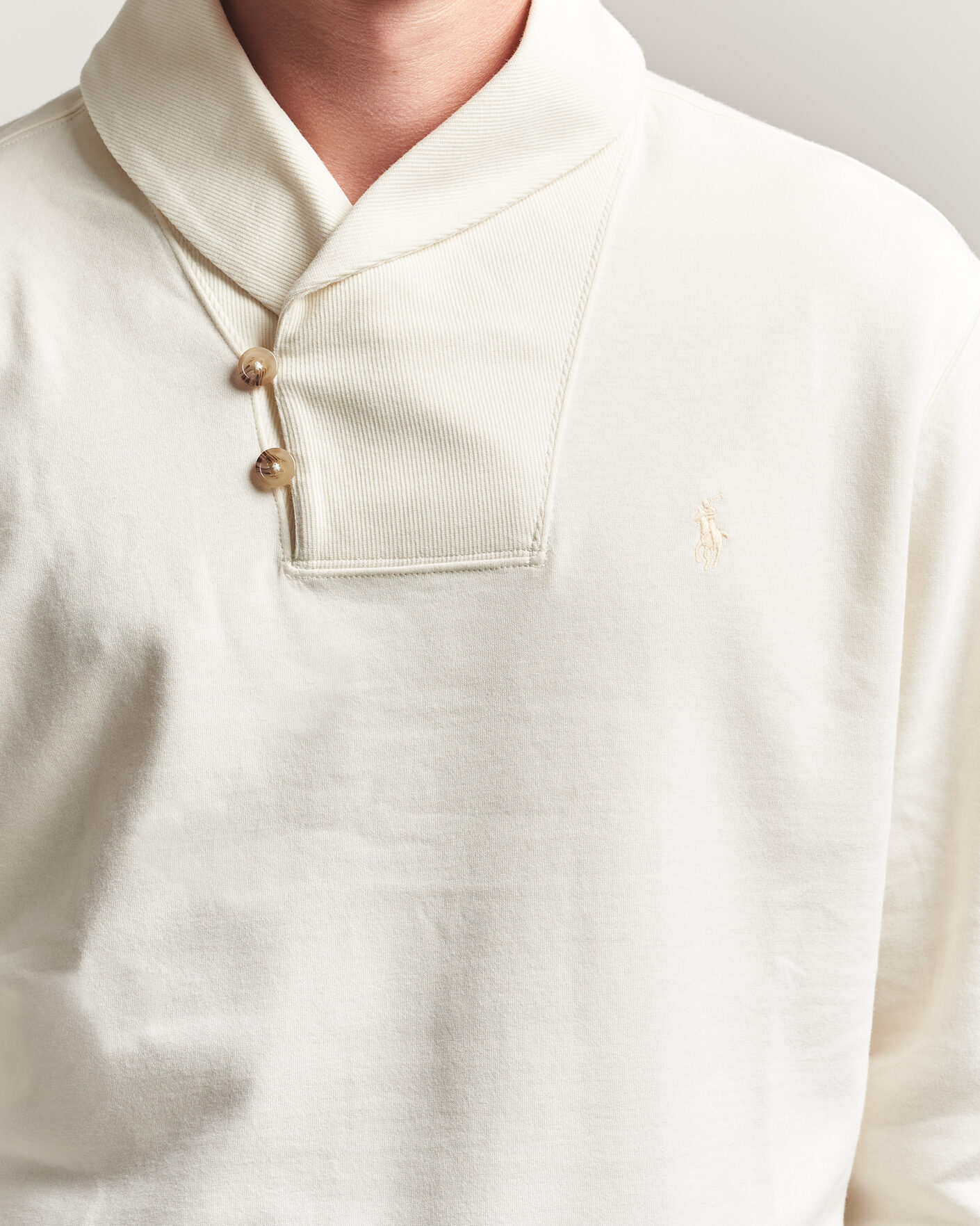 Hombres | Jerséis y prendas de punto | Polo Ralph Lauren | Double Knitted Shawl Collar Sweater Pale Cream