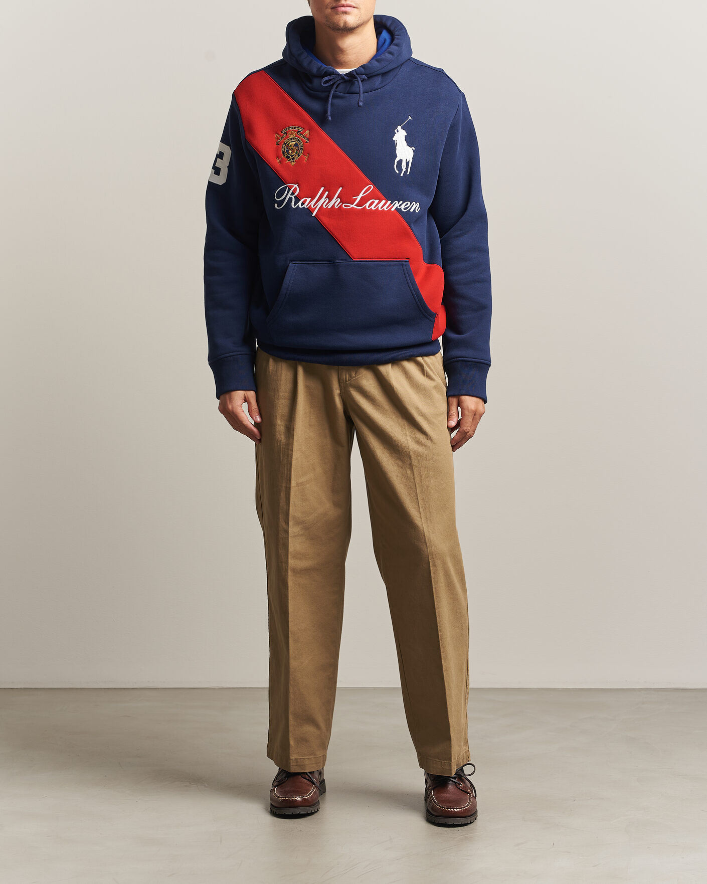 Hombres | Jerséis y prendas de punto | Polo Ralph Lauren | Diagonal Stripe Big Pony Hoodie Newport Navy