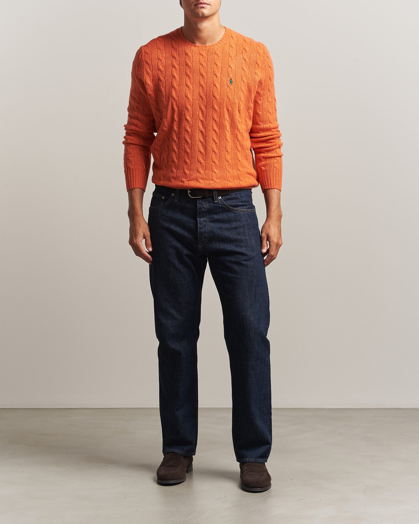 Hombres | Jerséis y prendas de punto | Polo Ralph Lauren | Wool/Cashmere Cable Crew Neck Orange Jasper Heather