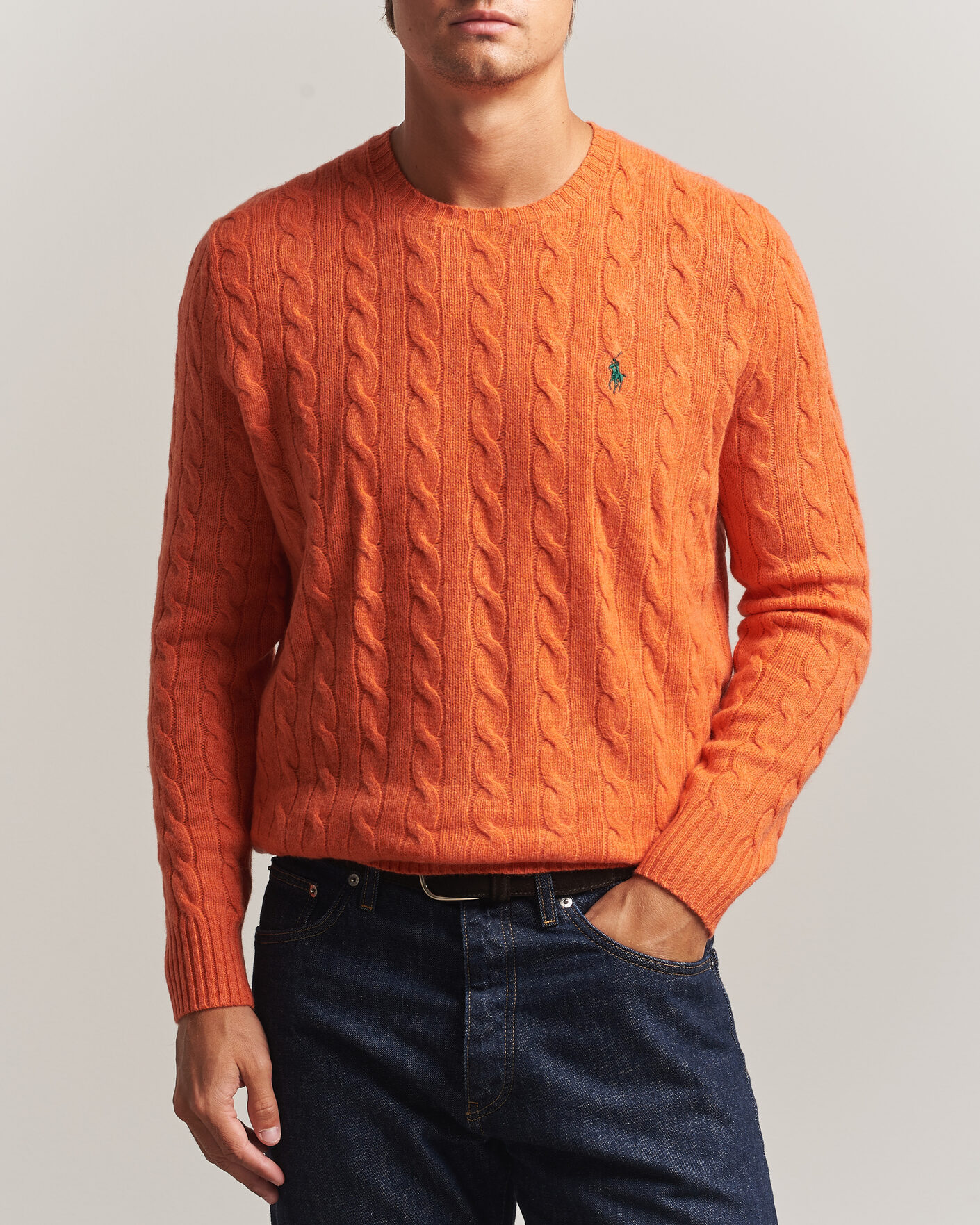 Hombres | Jerséis y prendas de punto | Polo Ralph Lauren | Wool/Cashmere Cable Crew Neck Orange Jasper Heather