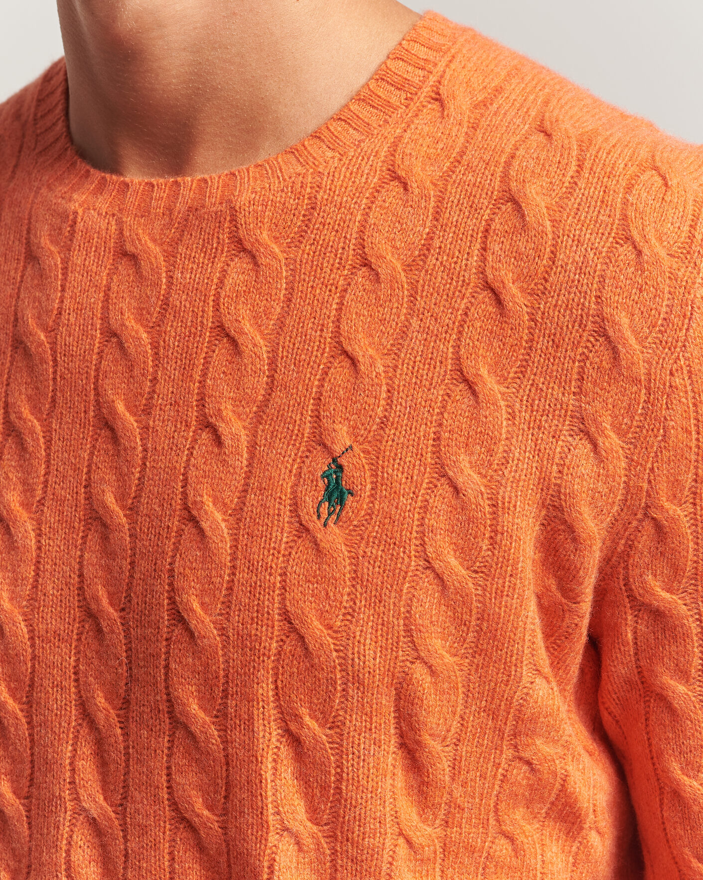 Hombres | Jerséis y prendas de punto | Polo Ralph Lauren | Wool/Cashmere Cable Crew Neck Orange Jasper Heather