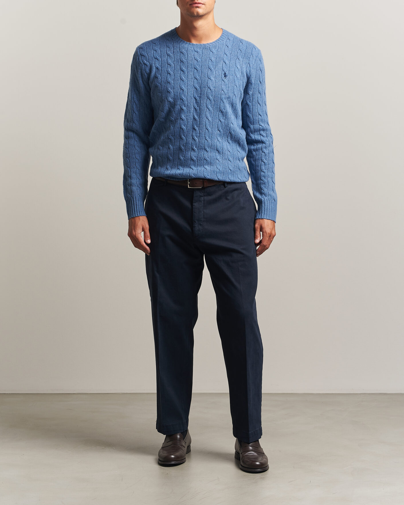 Hombres | Jerséis y prendas de punto | Polo Ralph Lauren | Wool/Cashmere Cable Crew Neck Blue Borage Heather