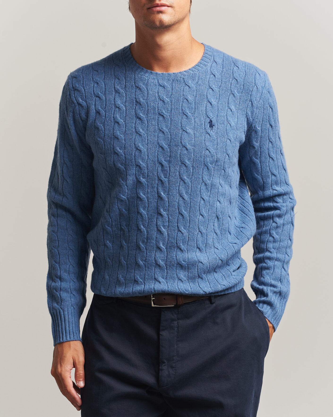 Hombres | Jerséis y prendas de punto | Polo Ralph Lauren | Wool/Cashmere Cable Crew Neck Blue Borage Heather