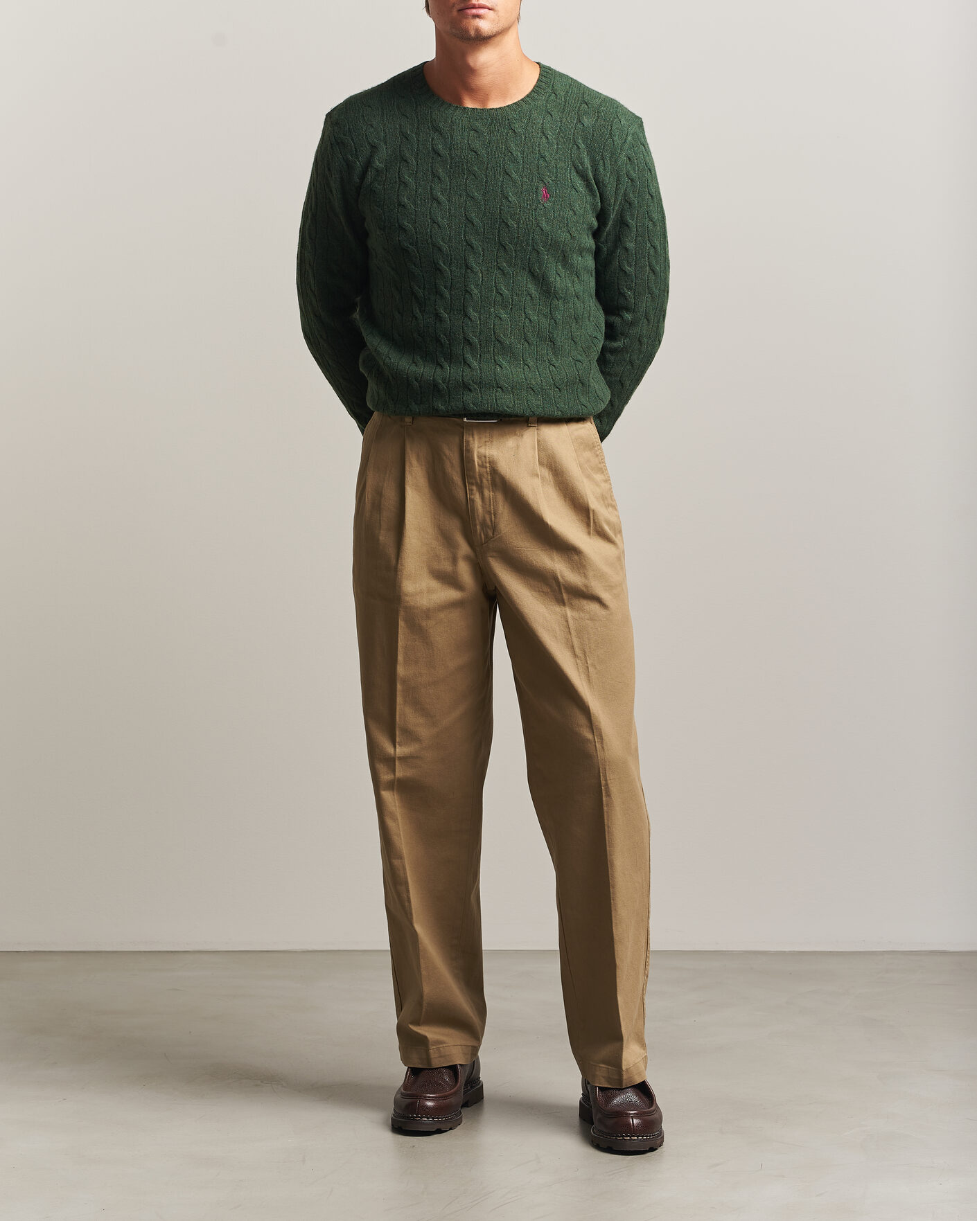 Hombres | Jerséis y prendas de punto | Polo Ralph Lauren | Wool/Cashmere Cable Crew Neck Lodgepole Pine Heather
