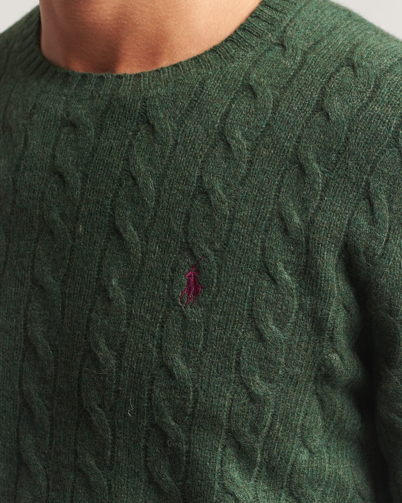 Hombres | Jerséis y prendas de punto | Polo Ralph Lauren | Wool/Cashmere Cable Crew Neck Lodgepole Pine Heather
