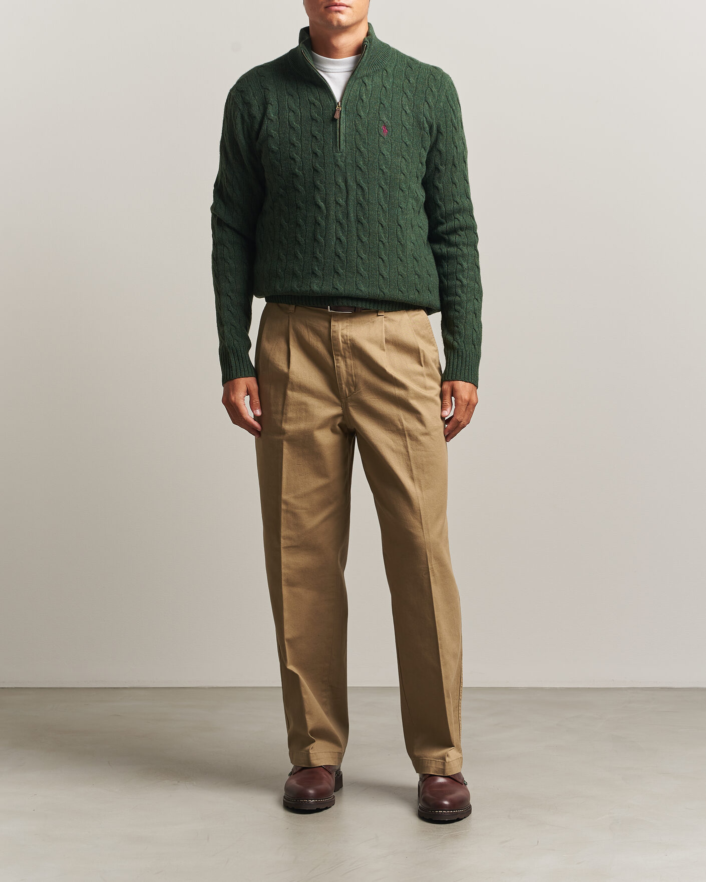 Hombres | Jerséis y prendas de punto | Polo Ralph Lauren | Wool/Cashmere Cable Half Zip Lodgepole Pine Heather