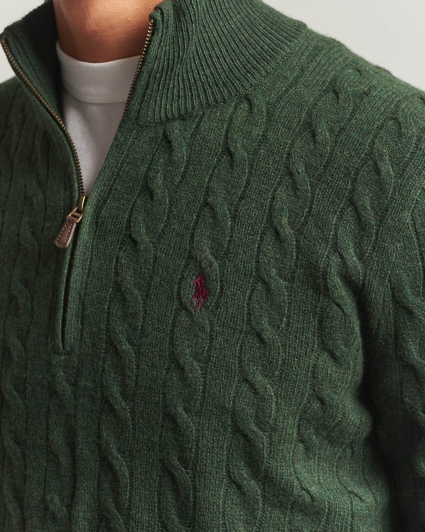 Hombres | Jerséis y prendas de punto | Polo Ralph Lauren | Wool/Cashmere Cable Half Zip Lodgepole Pine Heather