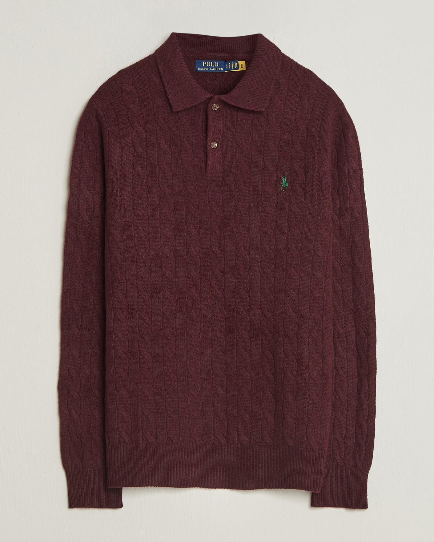 Hombres | Jerséis y prendas de punto | Polo Ralph Lauren | Wool/Cashmere Cable Knit Polo Aged Wine Heather