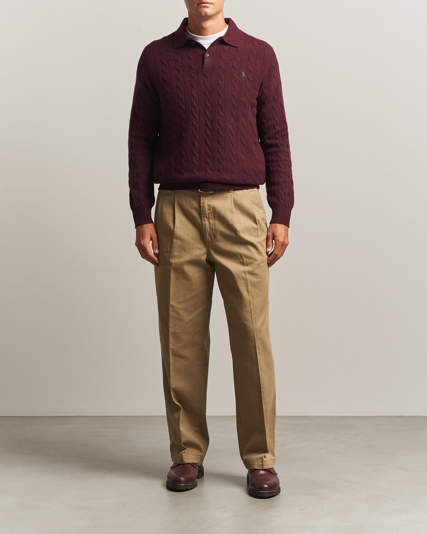 Hombres | Jerséis y prendas de punto | Polo Ralph Lauren | Wool/Cashmere Cable Knit Polo Aged Wine Heather