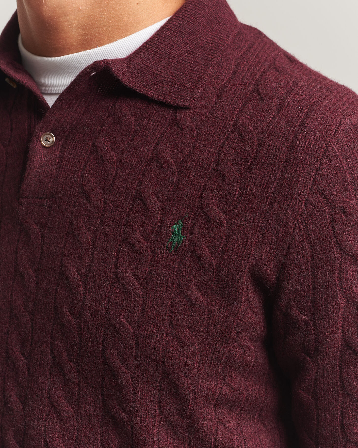 Hombres | Jerséis y prendas de punto | Polo Ralph Lauren | Wool/Cashmere Cable Knit Polo Aged Wine Heather