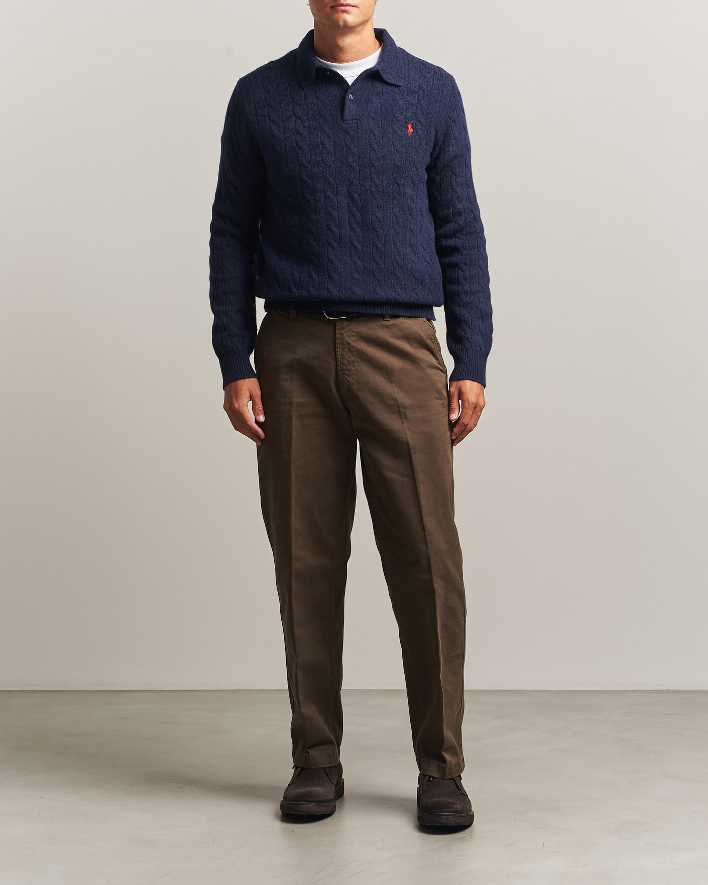 Hombres | Jerséis y prendas de punto | Polo Ralph Lauren | Wool/Cashmere Cable Knit Polo Hunter Navy
