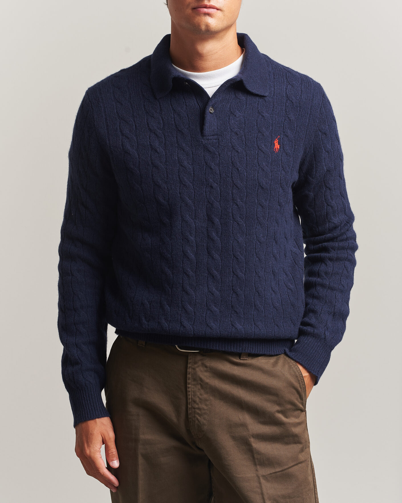 Hombres | Jerséis y prendas de punto | Polo Ralph Lauren | Wool/Cashmere Cable Knit Polo Hunter Navy