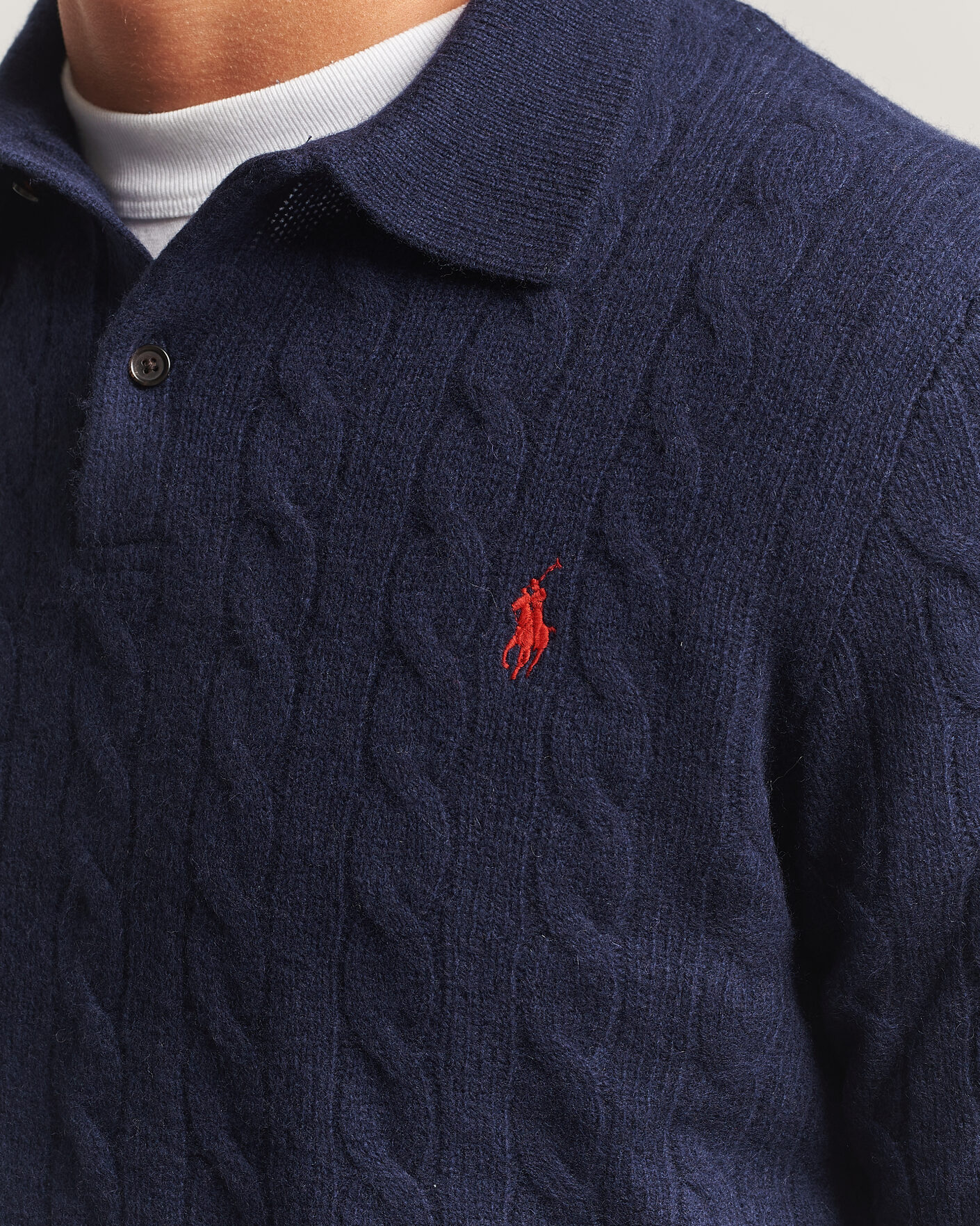 Hombres | Jerséis y prendas de punto | Polo Ralph Lauren | Wool/Cashmere Cable Knit Polo Hunter Navy