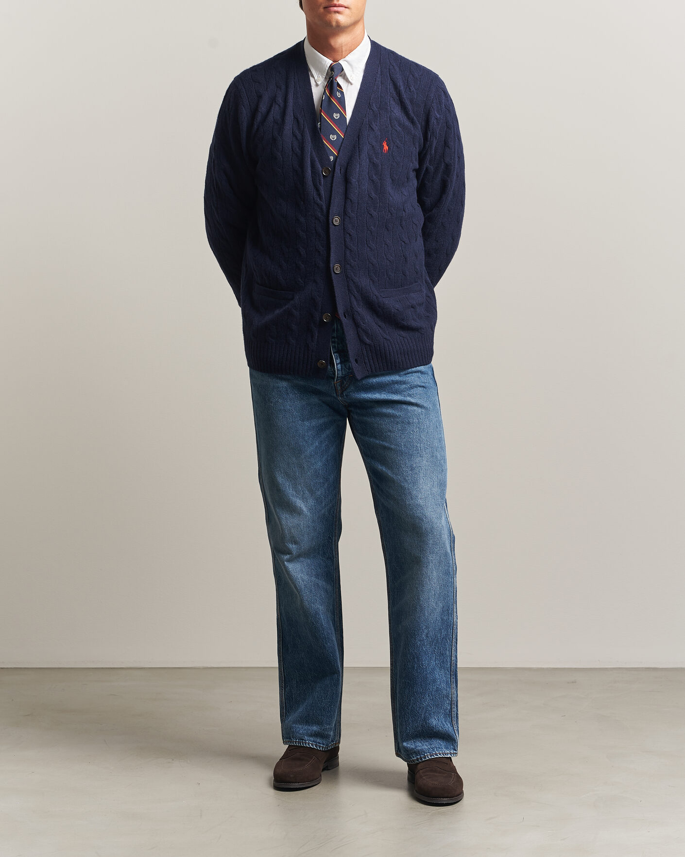 Hombres | Jerséis y prendas de punto | Polo Ralph Lauren | Wool/Cashmere Cable Cardigan Hunter Navy