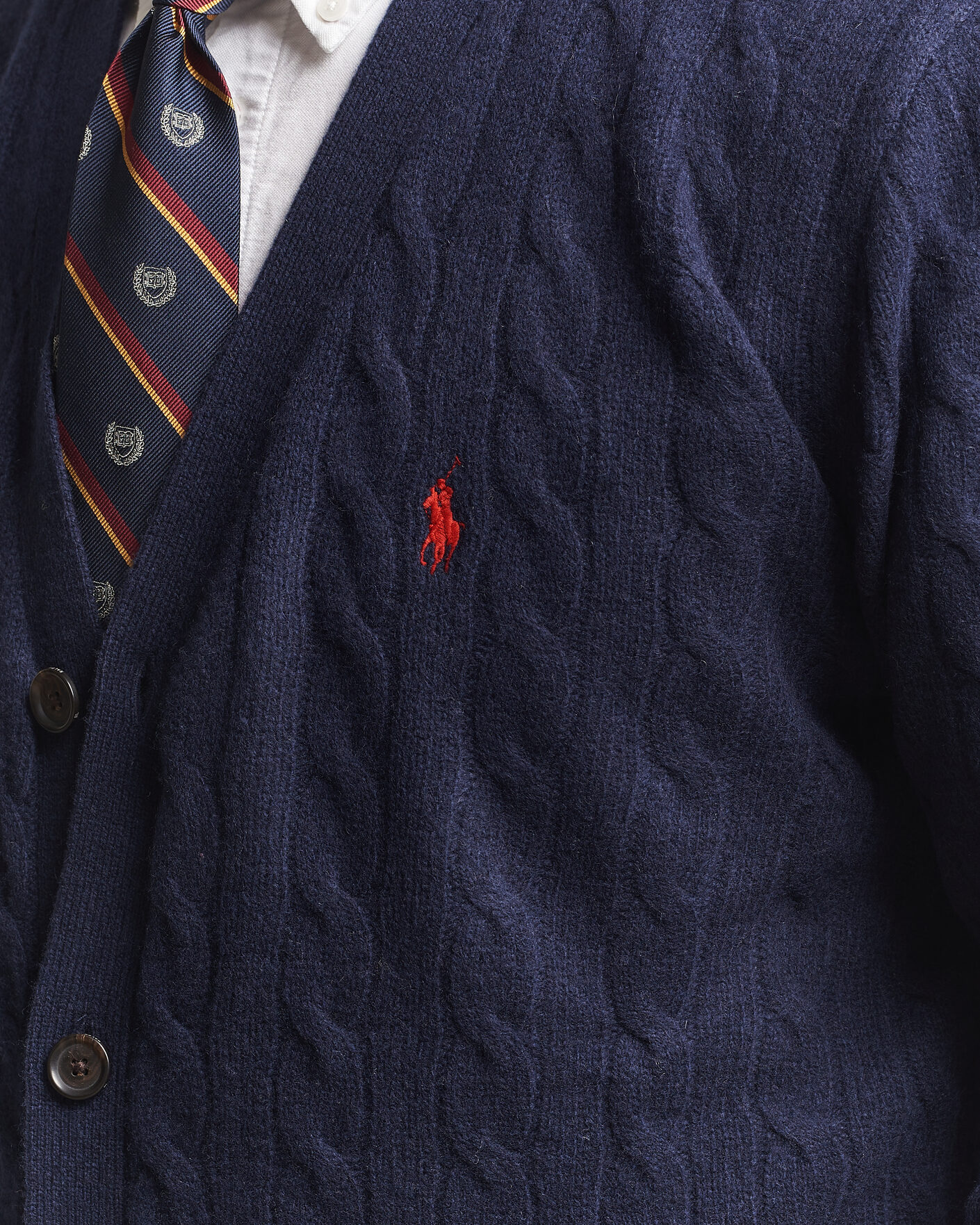 Hombres | Jerséis y prendas de punto | Polo Ralph Lauren | Wool/Cashmere Cable Cardigan Hunter Navy
